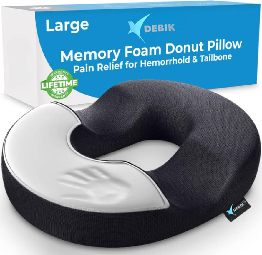     			DEBIK Donut Pillow Hemorrhoid Tailbone Cushion Back / Lumbar Support (Black)