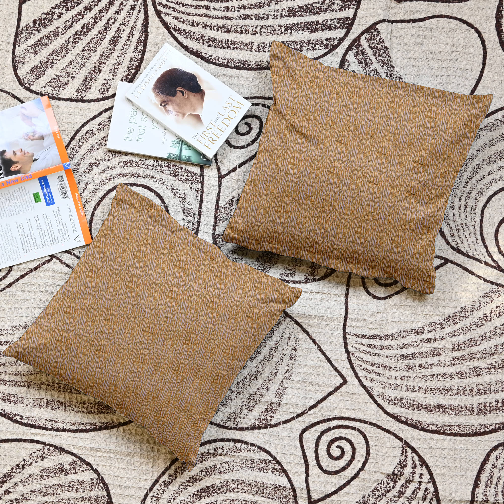     			DIVINE CASA Set of 2 Polyester Textured Square Cushion Cover (40X40)cm - Beige