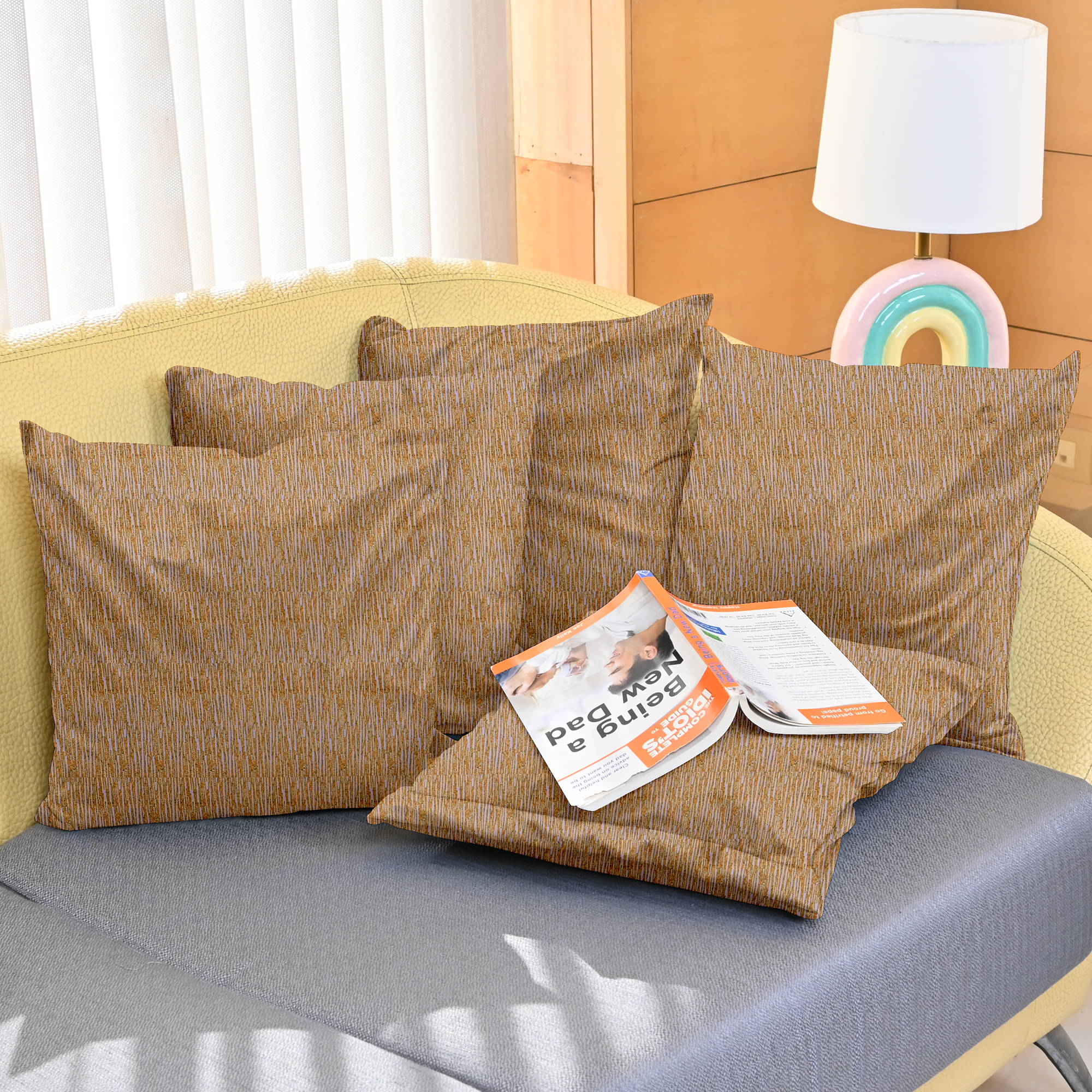 DIVINE CASA Set of 5 Polyester Textured Square Cushion Cover (40X40)cm - Beige DIVINE CASA Set of 5 Polyester Textured Square Cushion Cover (40X40)cm - Beige