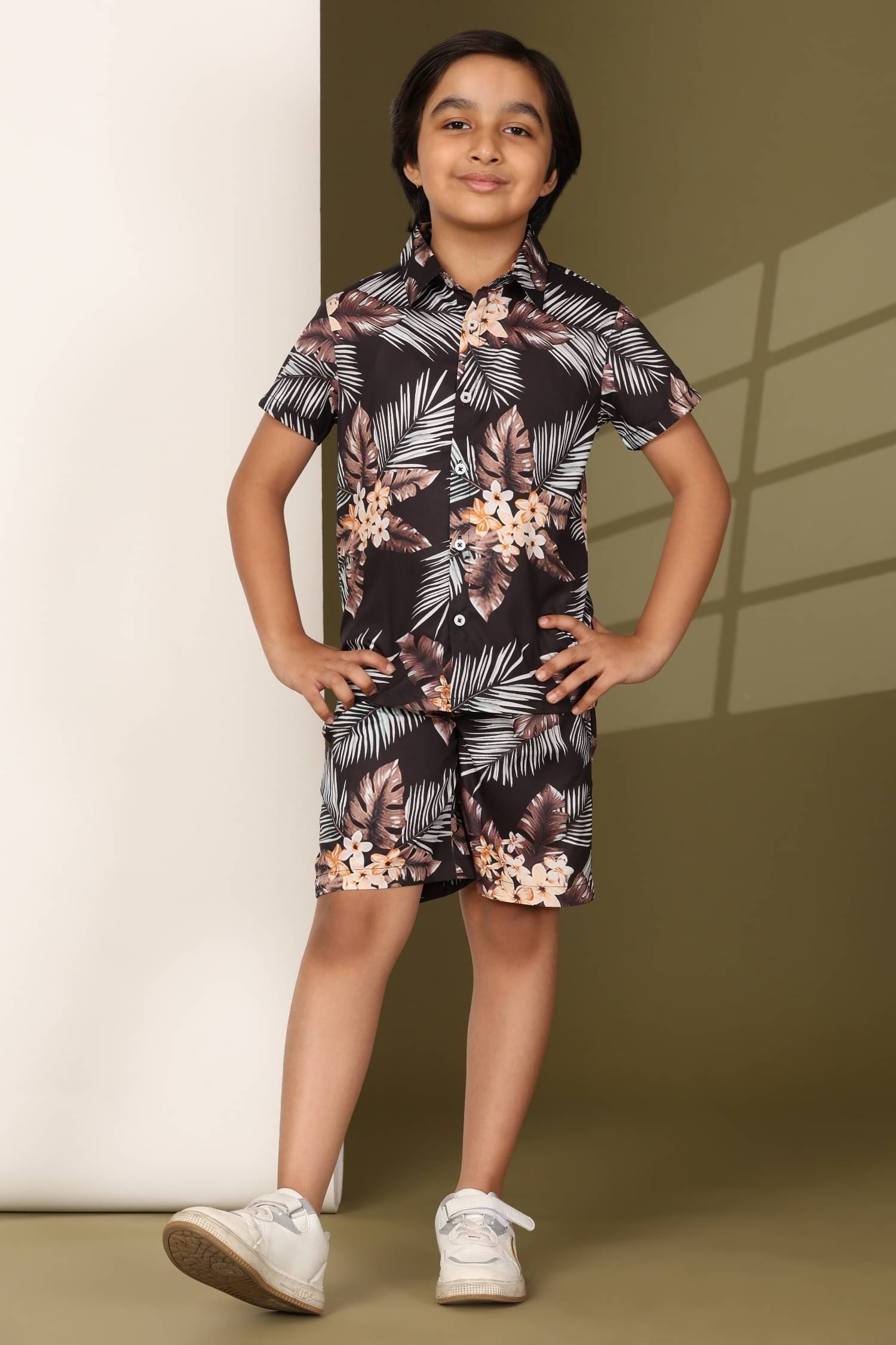    			ENCIGER Pack of 1 Boys Polyester Shirt & Shorts Set ( Black )