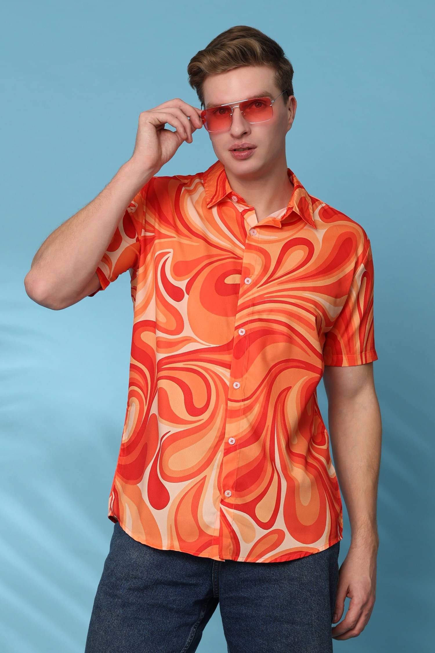     			ENCIGER Polyester Regular Fit Printed Half Sleeves Men's Casual Shirt - Red ( Pack of 1 )