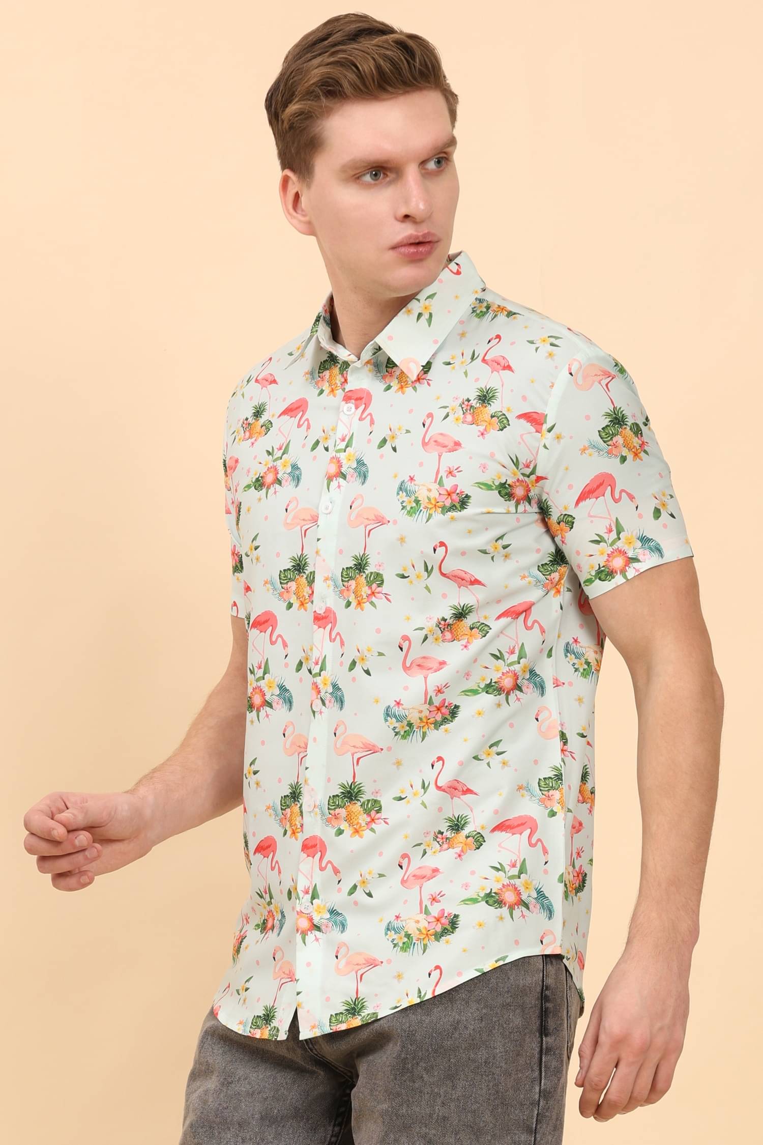     			ENCIGER Polyester Regular Fit Printed Half Sleeves Men's Casual Shirt - Sea Green ( Pack of 1 )