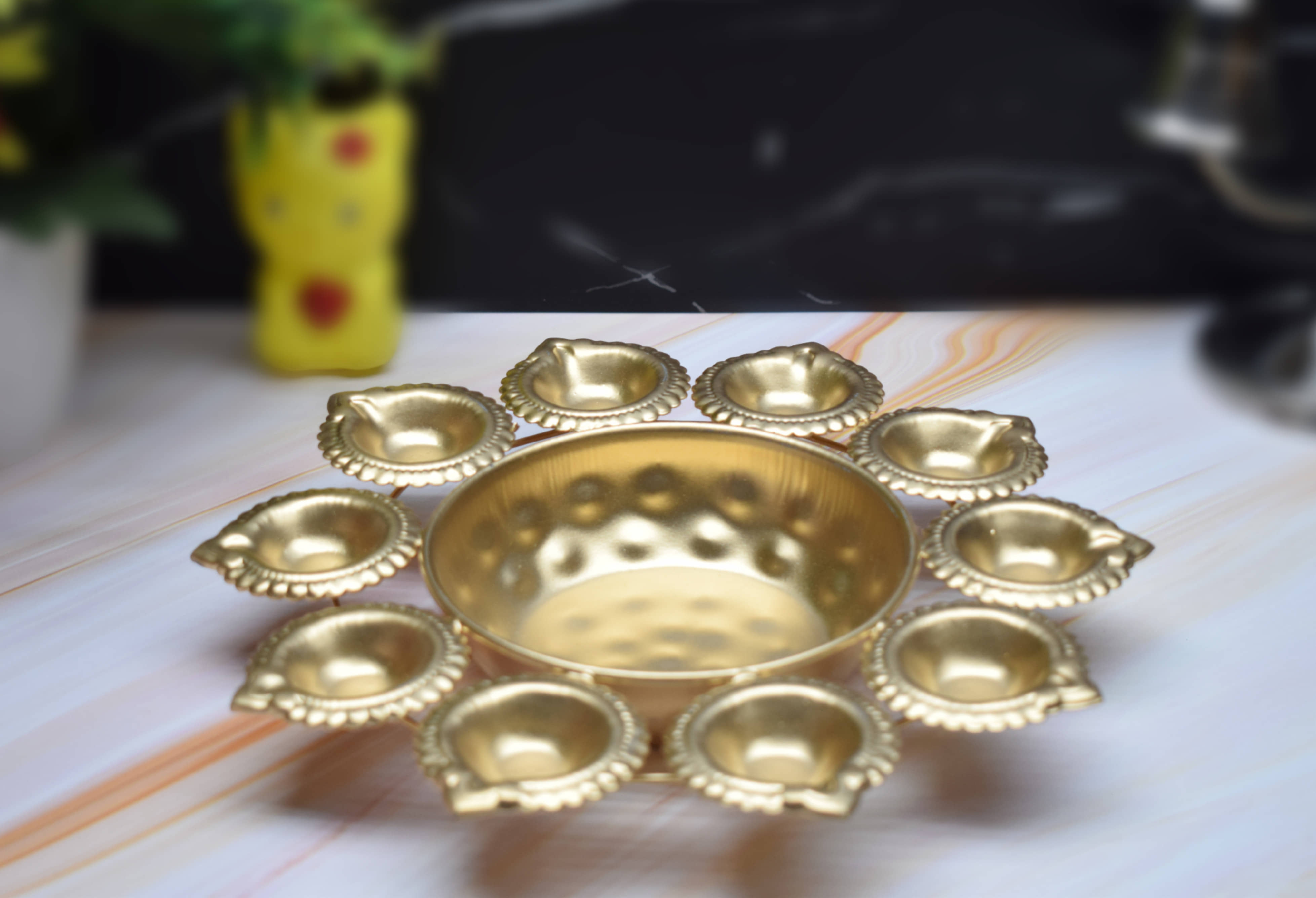 FASHION BIZZ Brass Designer Diya - Pack of 1