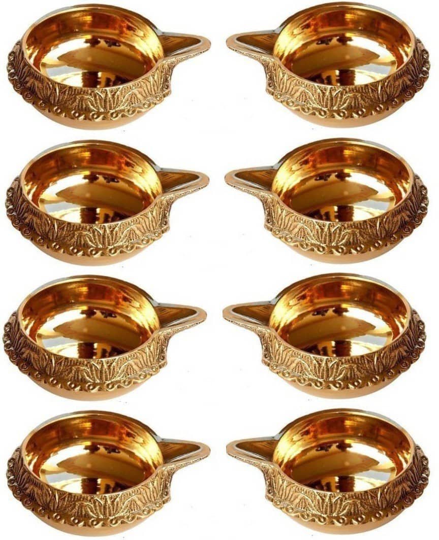 Fashion Bizz Brass Table Diya Set - Pack of 8