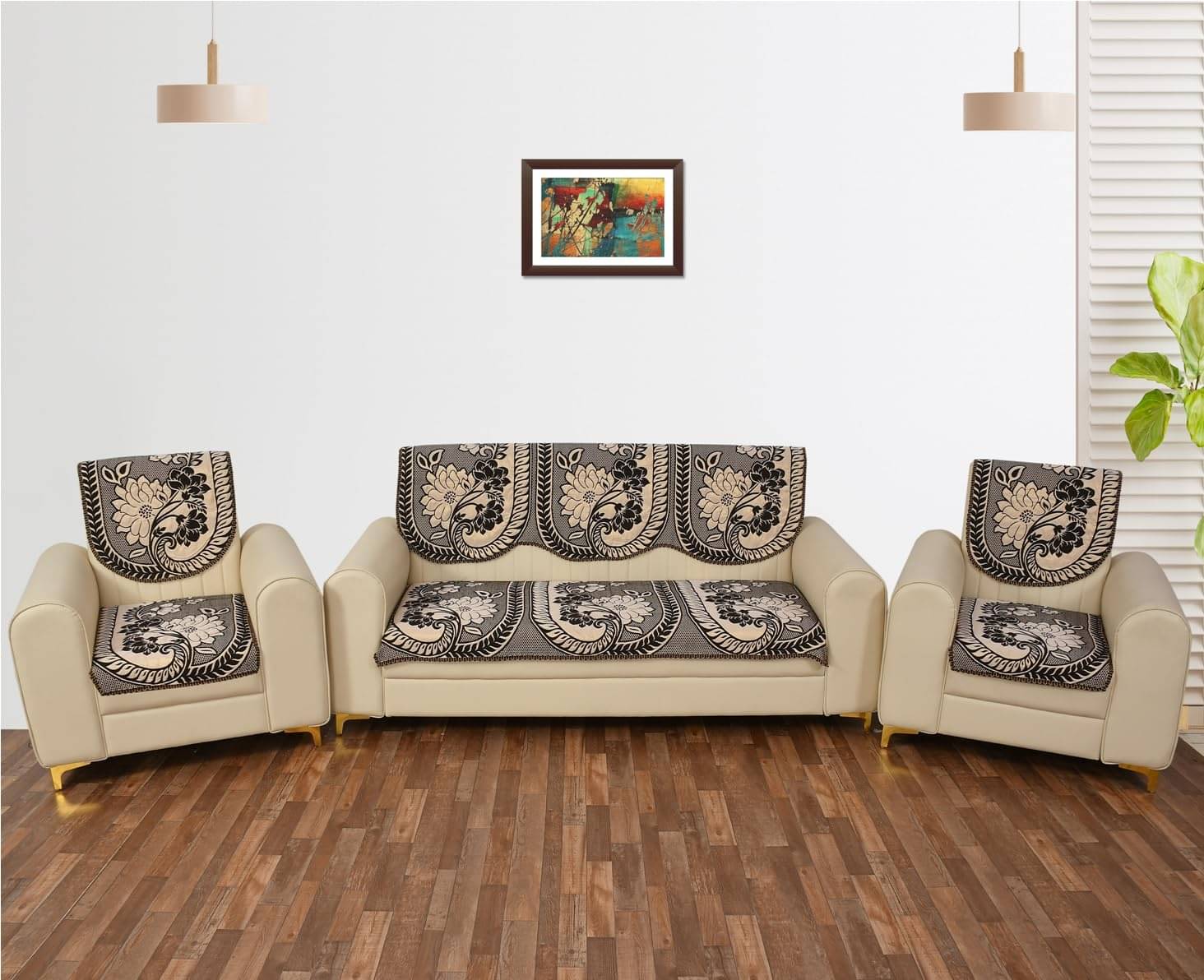     			FURNISHING HUT 5 Seater Chenille Sofa Cover ( Pack of 1 )