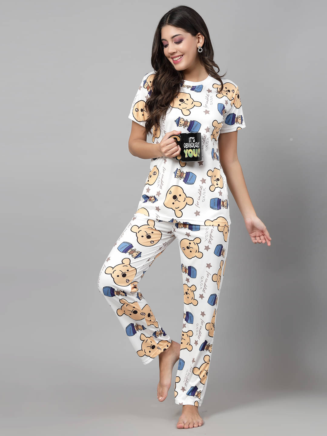     			HARPITA Cream Cotton Women's Nightwear Nightsuit Sets ( Pack of 1 )