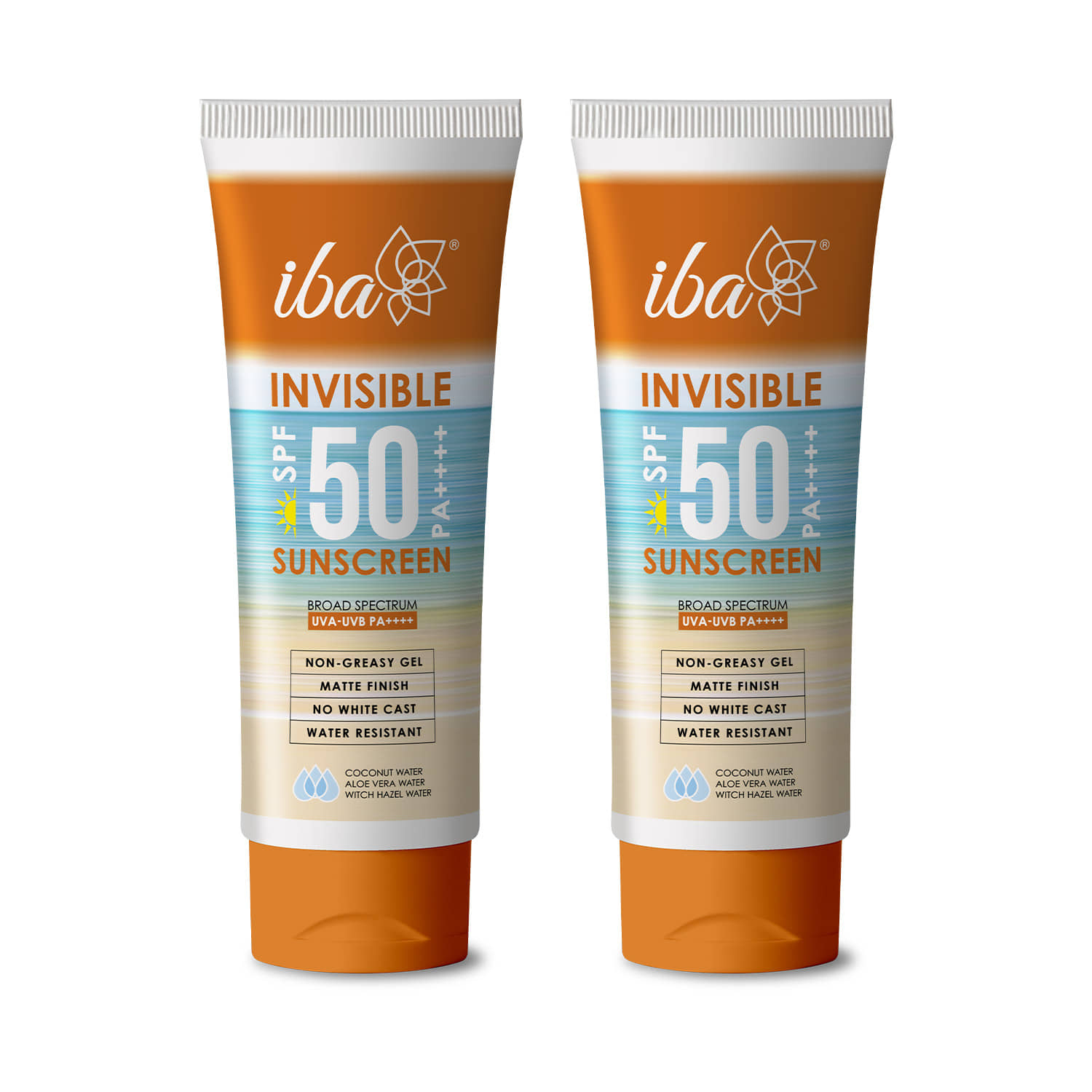 Iba Invisible Sunscreen Gel Based Oil Free Matte Finish - SPF 50 PA++++, 100g (Pack of 2 )