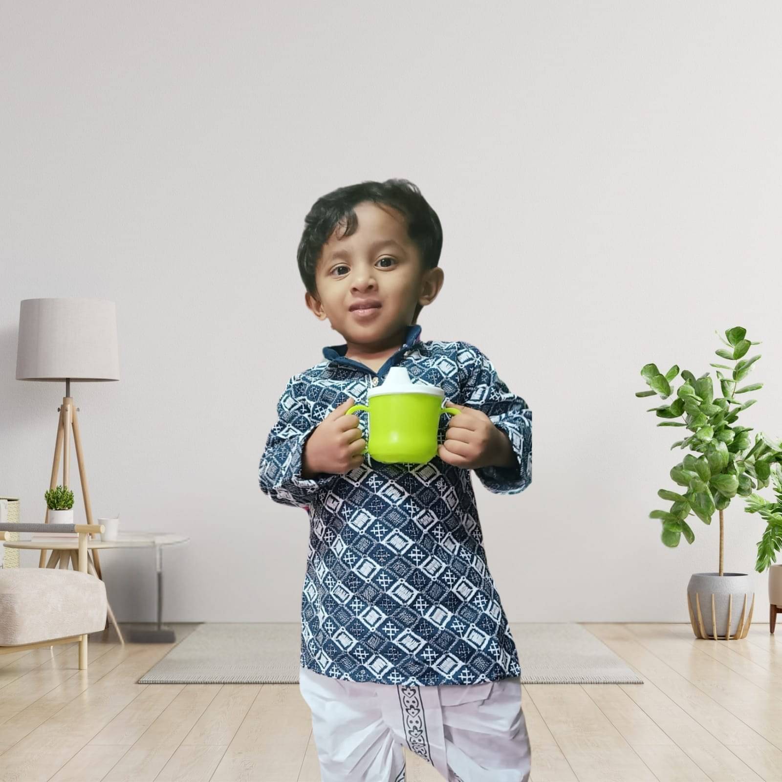 Kaash Boys Cotton Chikankari - Pattern Kurta Pyjama Set ( Blue , Pack of 1 ) Kaash Boys Cotton Chikankari - Pattern Kurta Pyjama Set ( Blue , Pack of 1 )