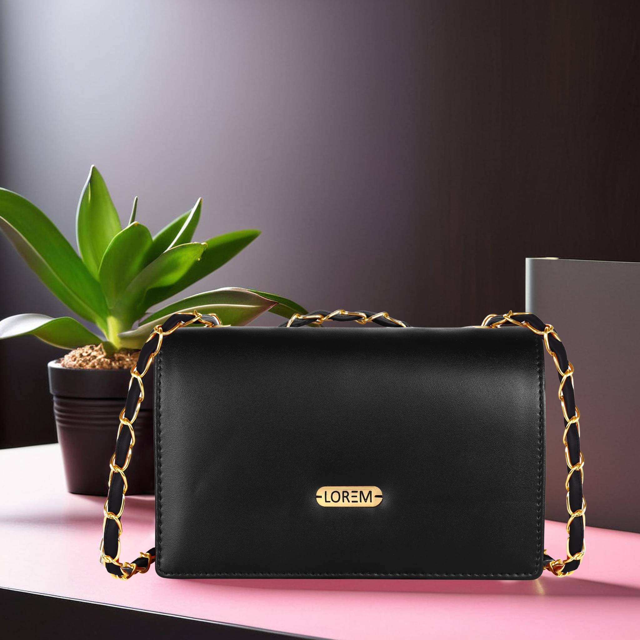     			Lorem Shoulder Bag Faux Leather Set of 1 ( Black )