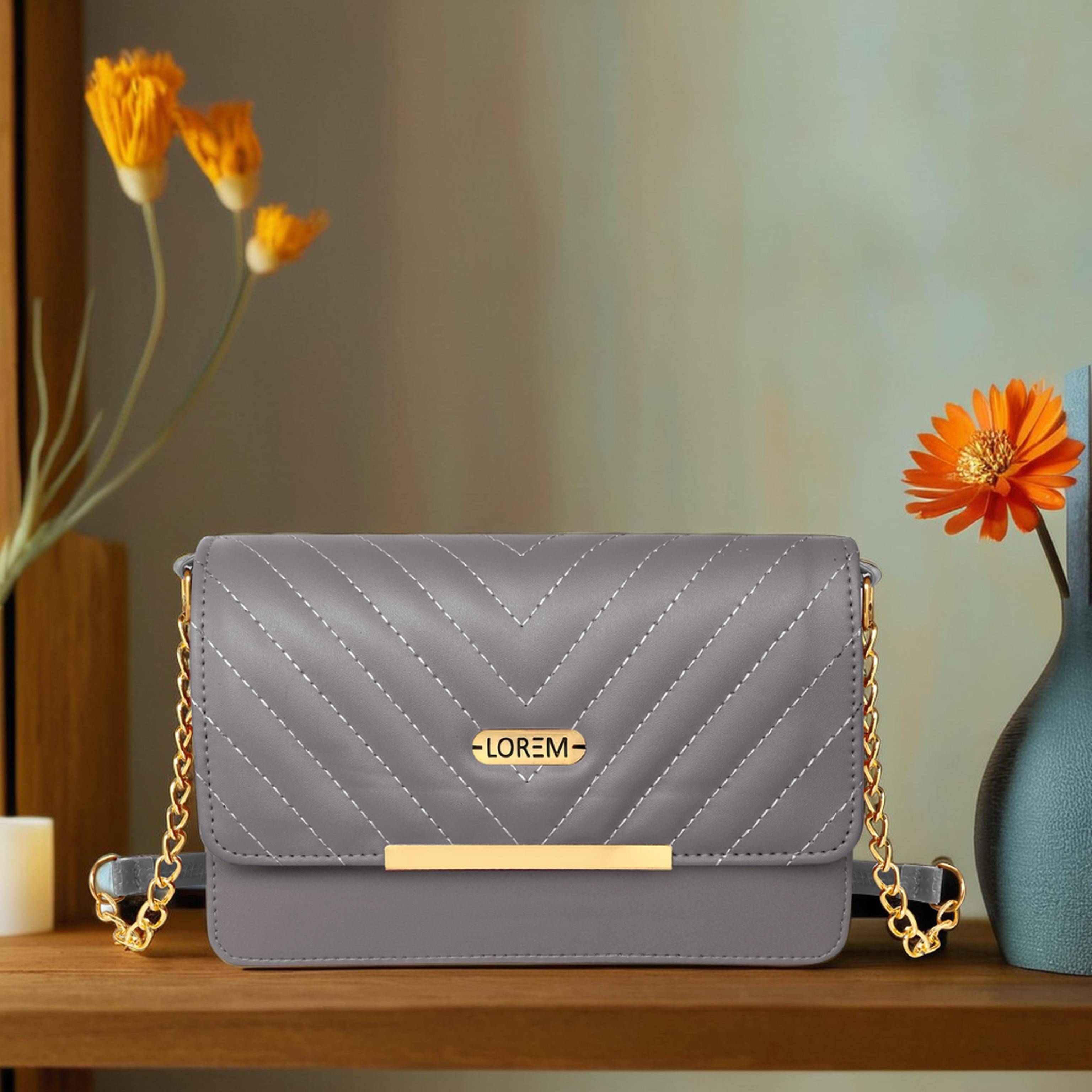     			Lorem Shoulder Bag Faux Leather Set of 1 ( Light Grey )