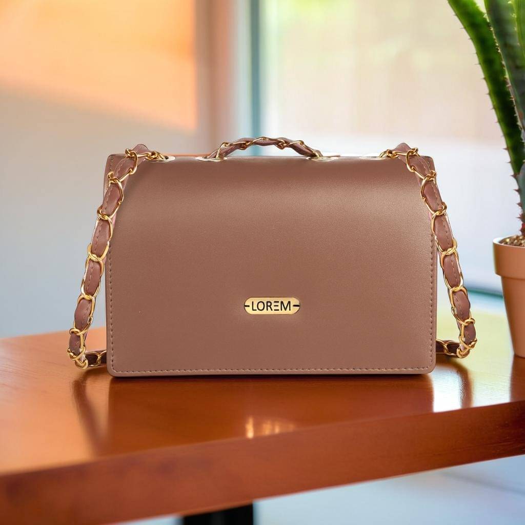     			Lorem Shoulder Bag Faux Leather Set of 1 ( Brown )
