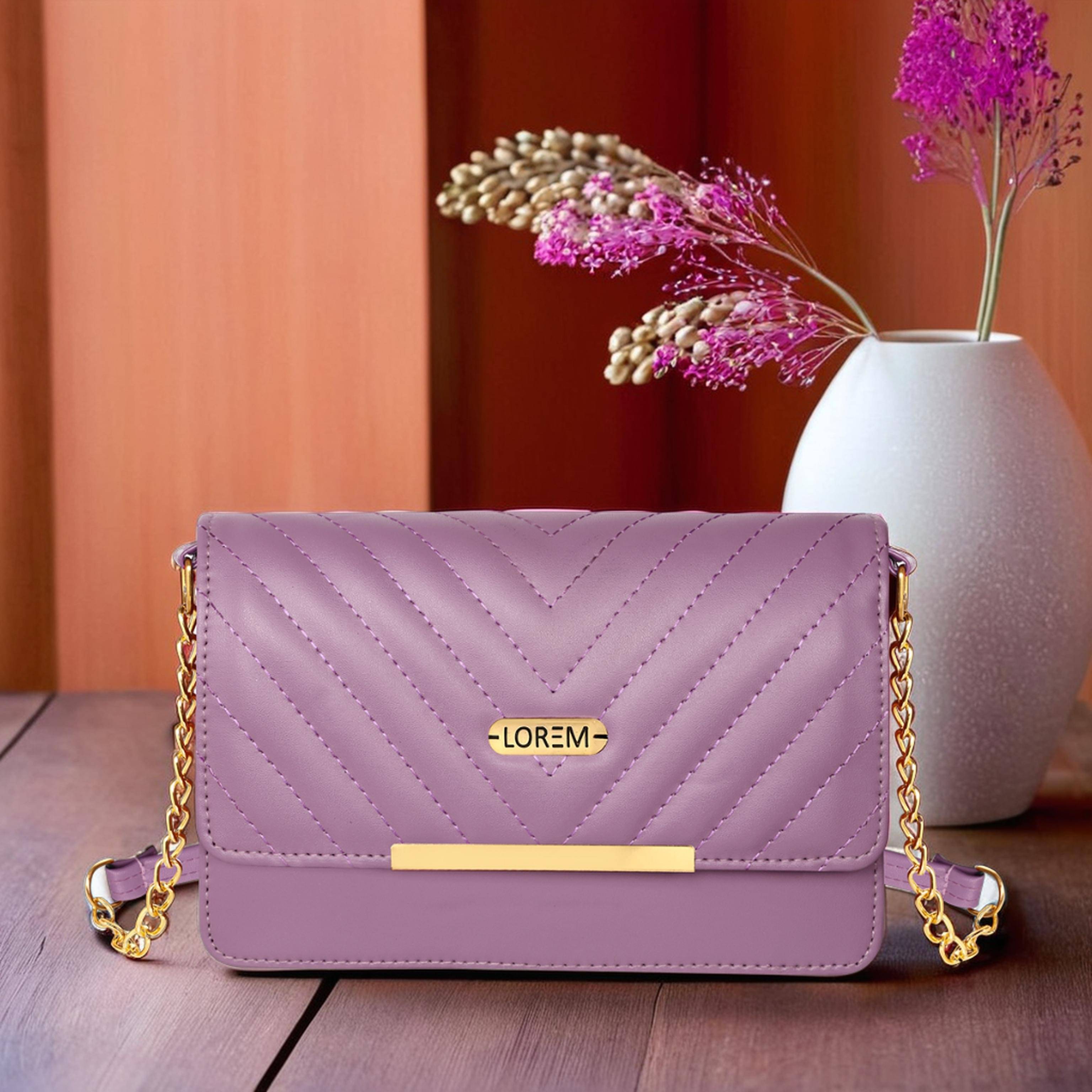     			Lorem Shoulder Bag Faux Leather Set of 1 ( Purple )