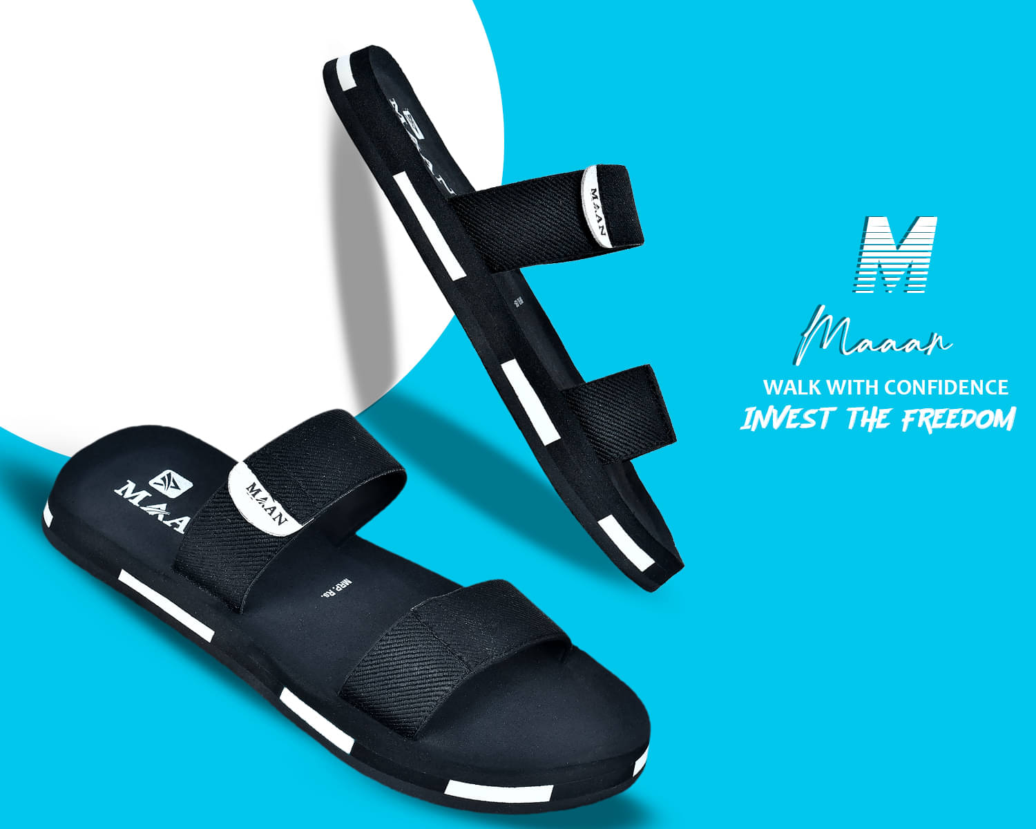     			MAAN Black Men's Slide Flip Flop
