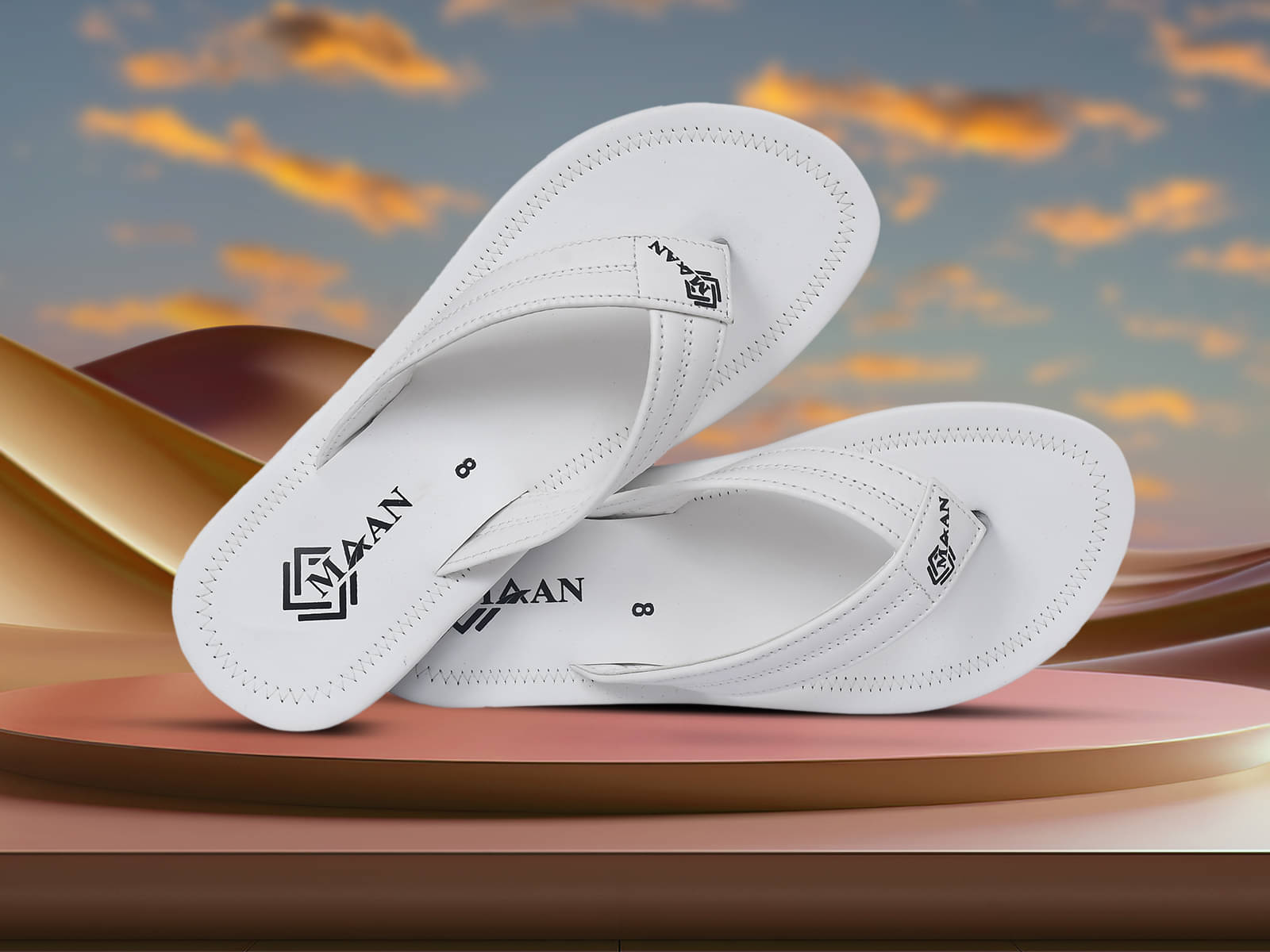     			MAAN White Men's Thong Flip Flop