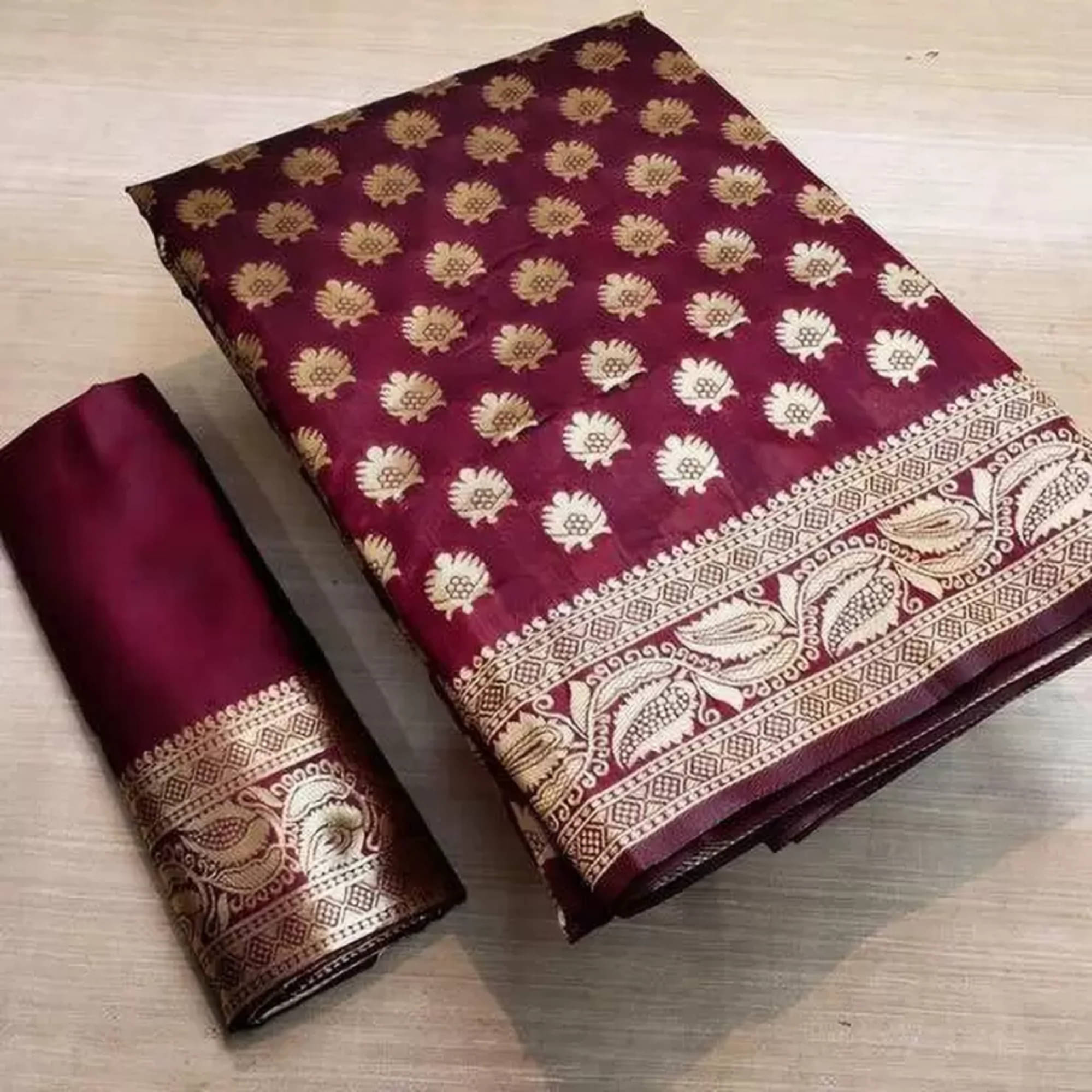 NENCY FASHIONS Banarasi Silk Woven Saree With Unstitched Blouse Piece ( Maroon ) NENCY FASHIONS Banarasi Silk Woven Saree With Unstitched Blouse Piece ( Maroon )