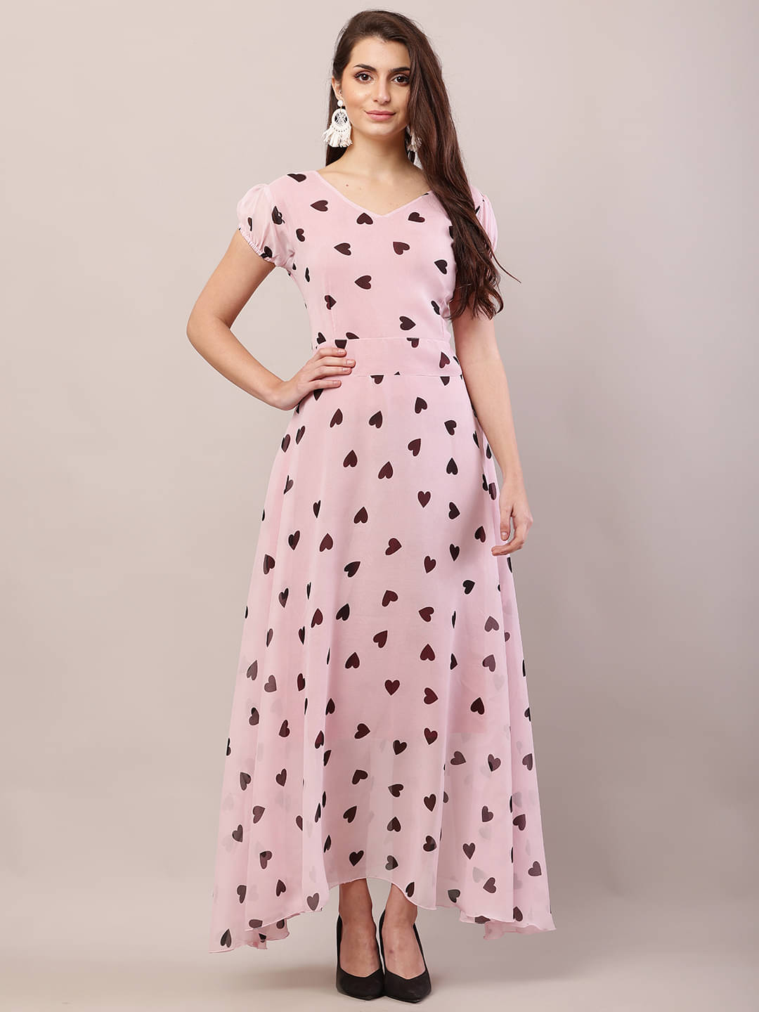     			REAL STYLE Women Georgette Printed Gown ( Pink )