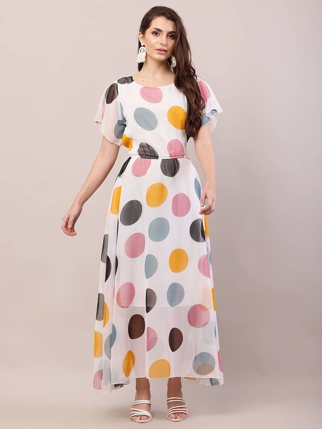     			REAL STYLE Women Georgette Printed Gown ( White )
