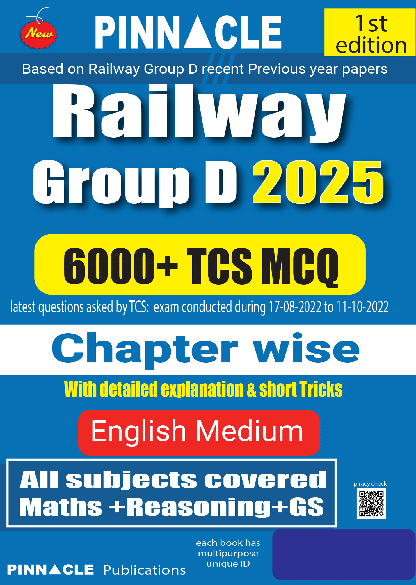     			Railway Group D 2025 : 6000+ TCS MCQ Chapter wise with detailed explanation & Short Tricks  1st Edition  English medium