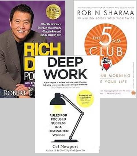     			Rich Dad Poor Dad + 5 Am Club + Rework