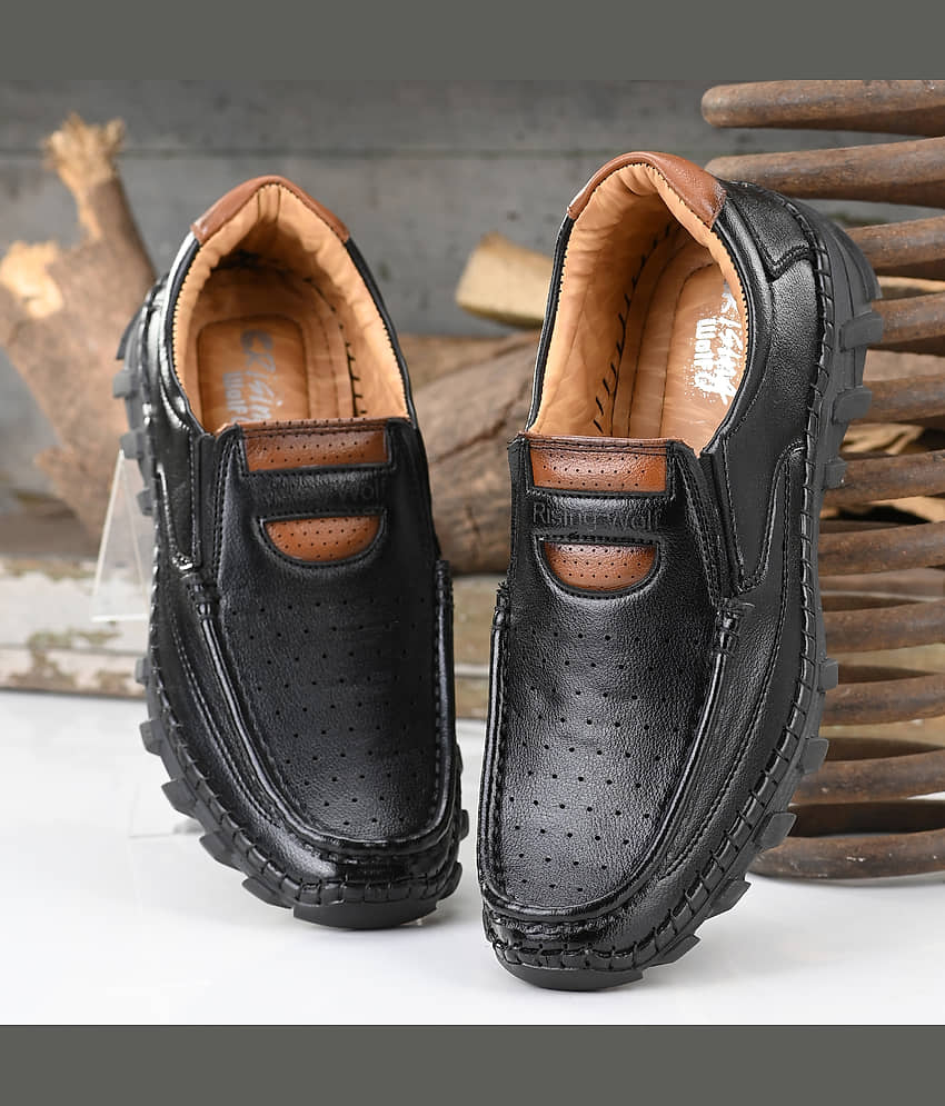 Rising Wolf Black Men's Slip on - Formal Shoes | Buy online on ZillyBuy