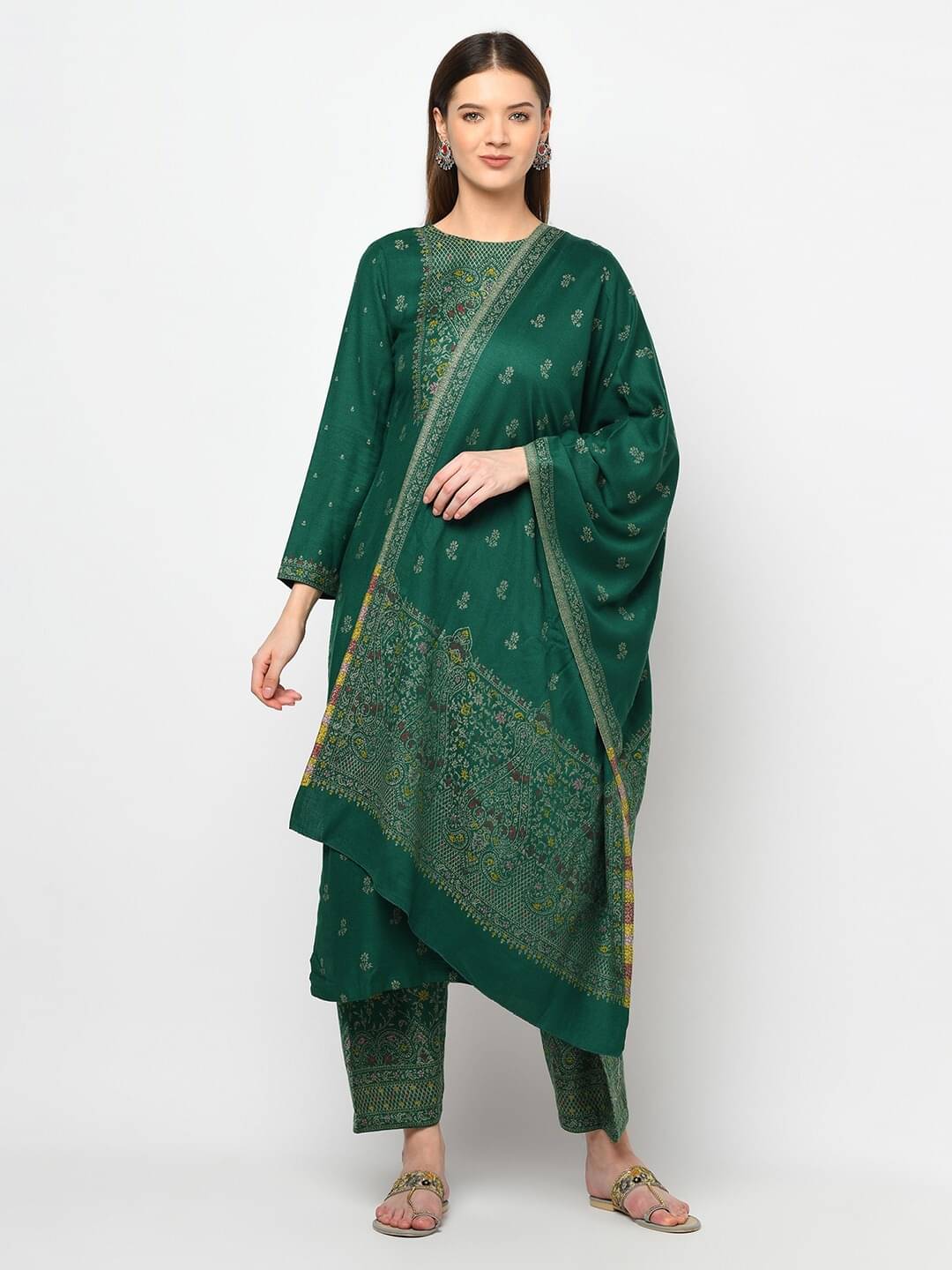 SAFAA Unstitched Woollen Printed Dress Material - Green ( Pack of 1 ) SAFAA Unstitched Woollen Printed Dress Material - Green ( Pack of 1 )