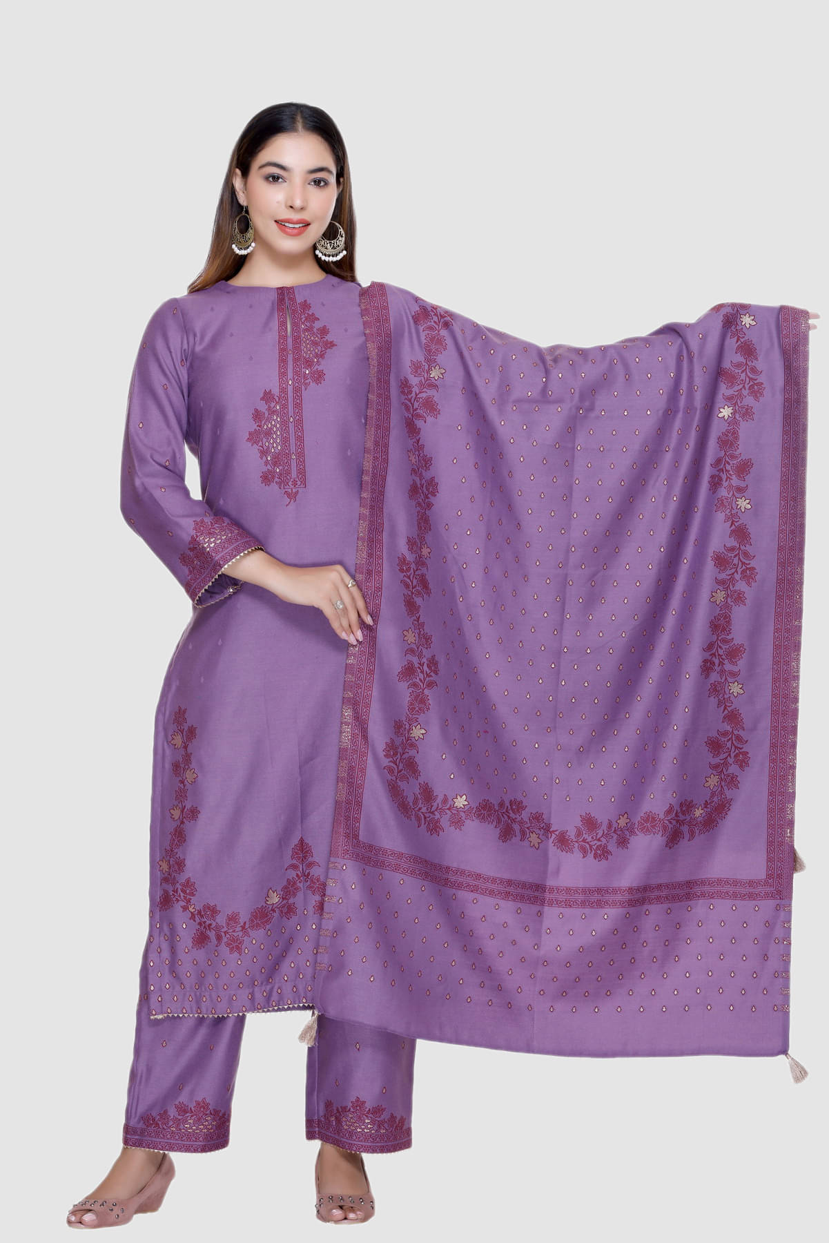 SAFAA Unstitched Woollen Self Design Dress Material - Purple ( Pack of 1 ) SAFAA Unstitched Woollen Self Design Dress Material - Purple ( Pack of 1 )