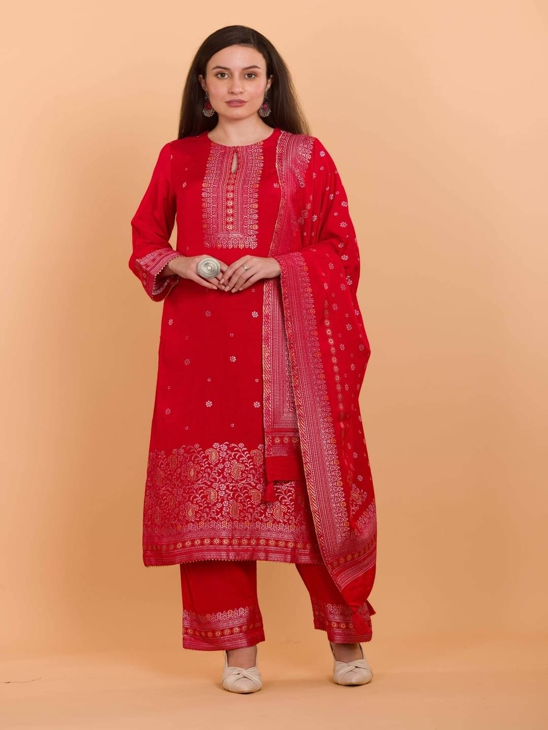 SAFAA Unstitched Woollen Self Design Dress Material - Red ( Pack of 1 ) SAFAA Unstitched Woollen Self Design Dress Material - Red ( Pack of 1 )