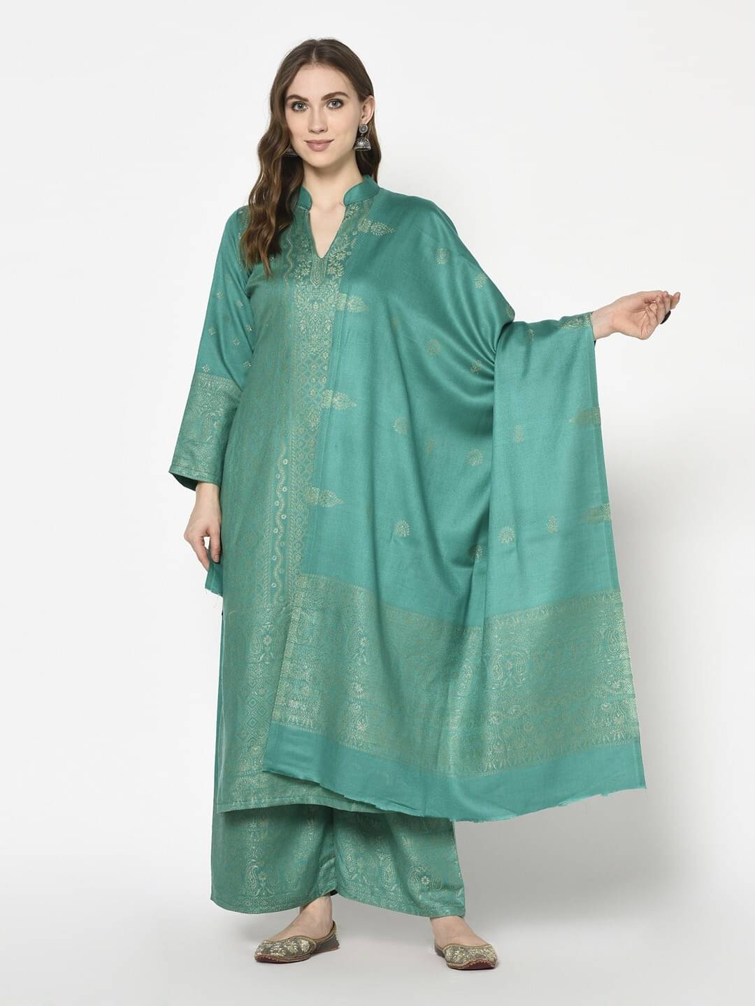 SAFAA Unstitched Woollen Self Design Dress Material - Green ( Pack of 1 ) SAFAA Unstitched Woollen Self Design Dress Material - Green ( Pack of 1 )