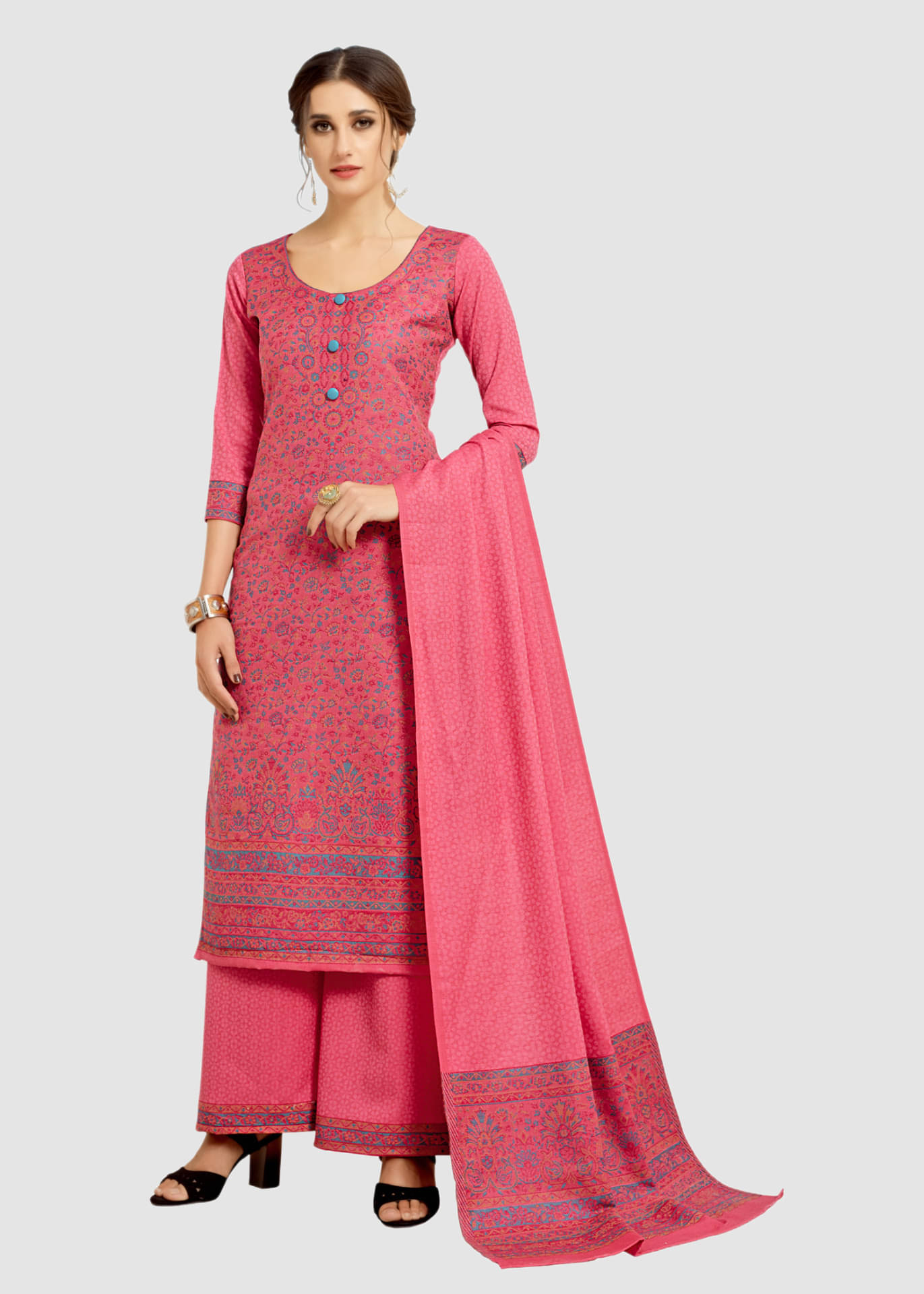     			SAFAA Unstitched Woollen Self Design Dress Material - Pink ( Pack of 1 )