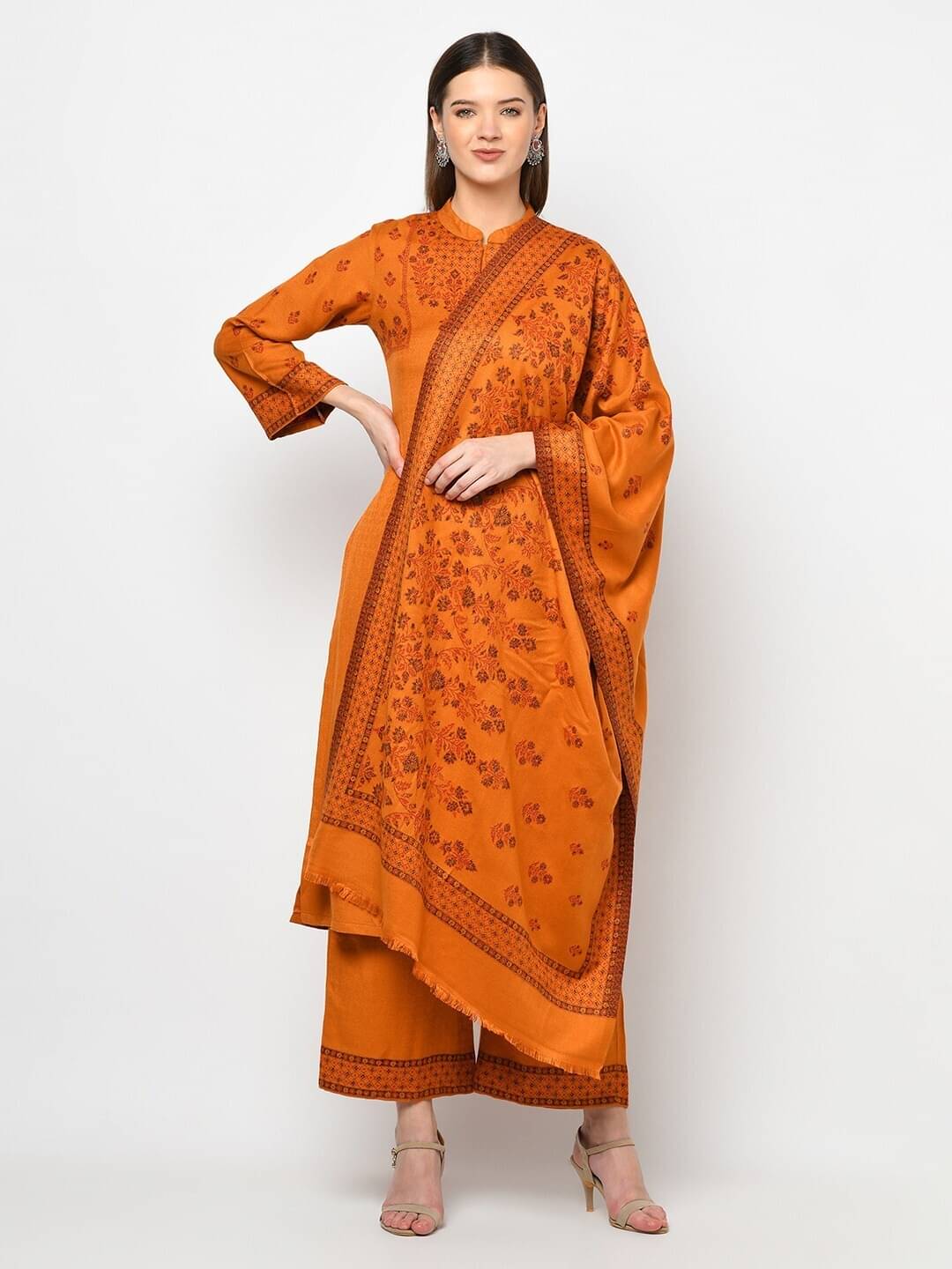     			SAFAA Unstitched Woollen Self Design Dress Material - Yellow ( Pack of 1 )