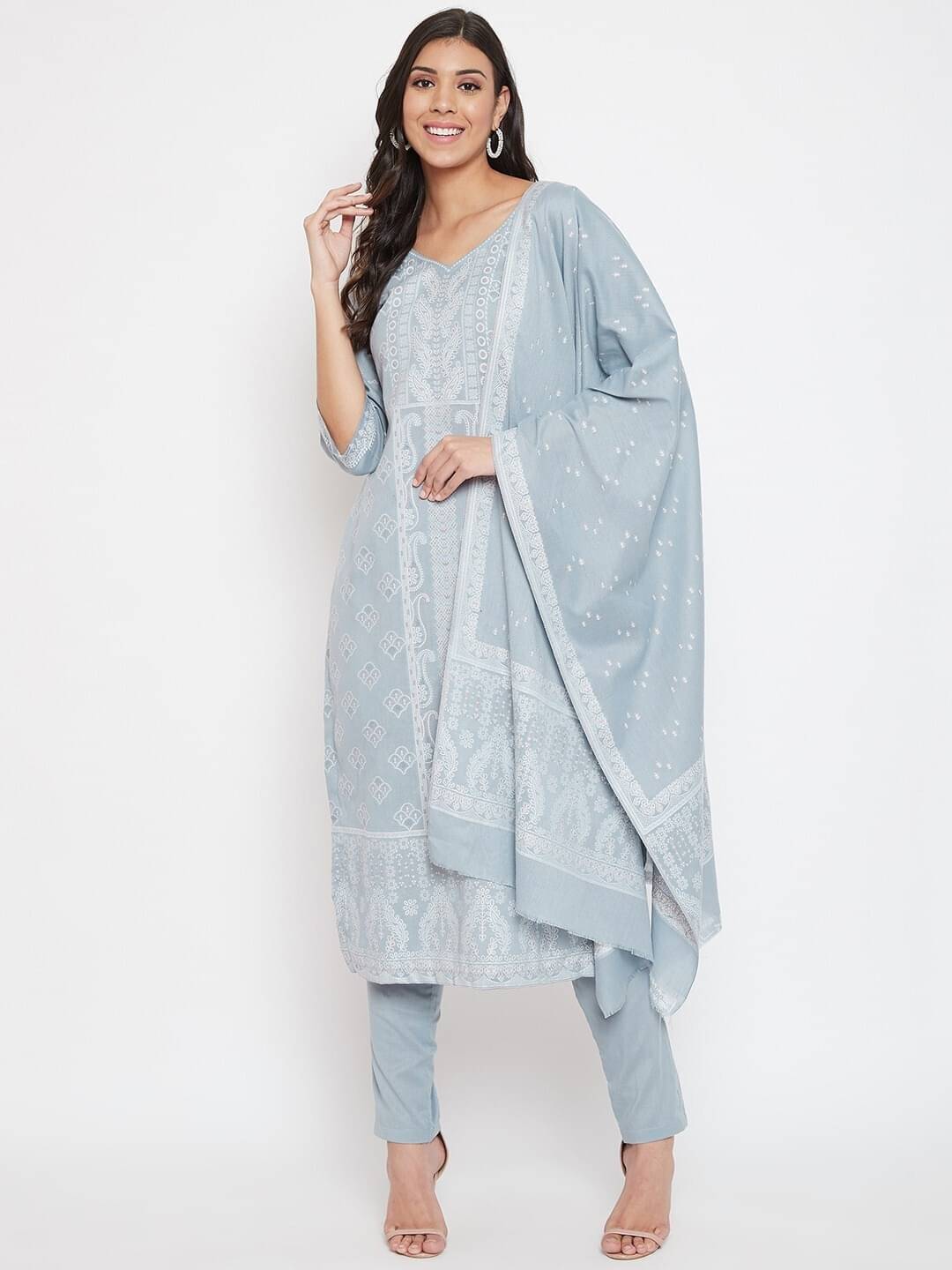 SAFAA Unstitched Woollen Self Design Dress Material - Grey ( Pack of 1 ) SAFAA Unstitched Woollen Self Design Dress Material - Grey ( Pack of 1 )