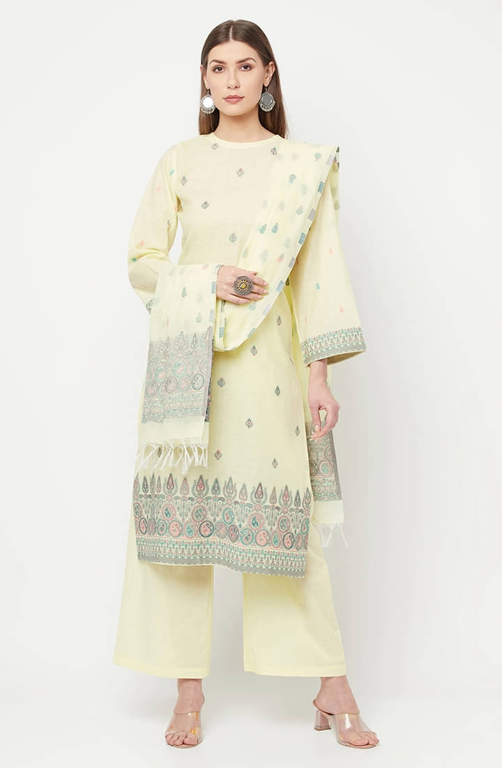     			SAFAA Unstitched Woollen Self Design Dress Material - Yellow ( Pack of 1 )