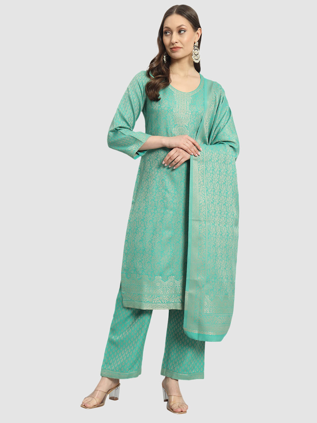 SAFAA Unstitched Woollen Self Design Dress Material - Green ( Pack of 1 ) SAFAA Unstitched Woollen Self Design Dress Material - Green ( Pack of 1 )