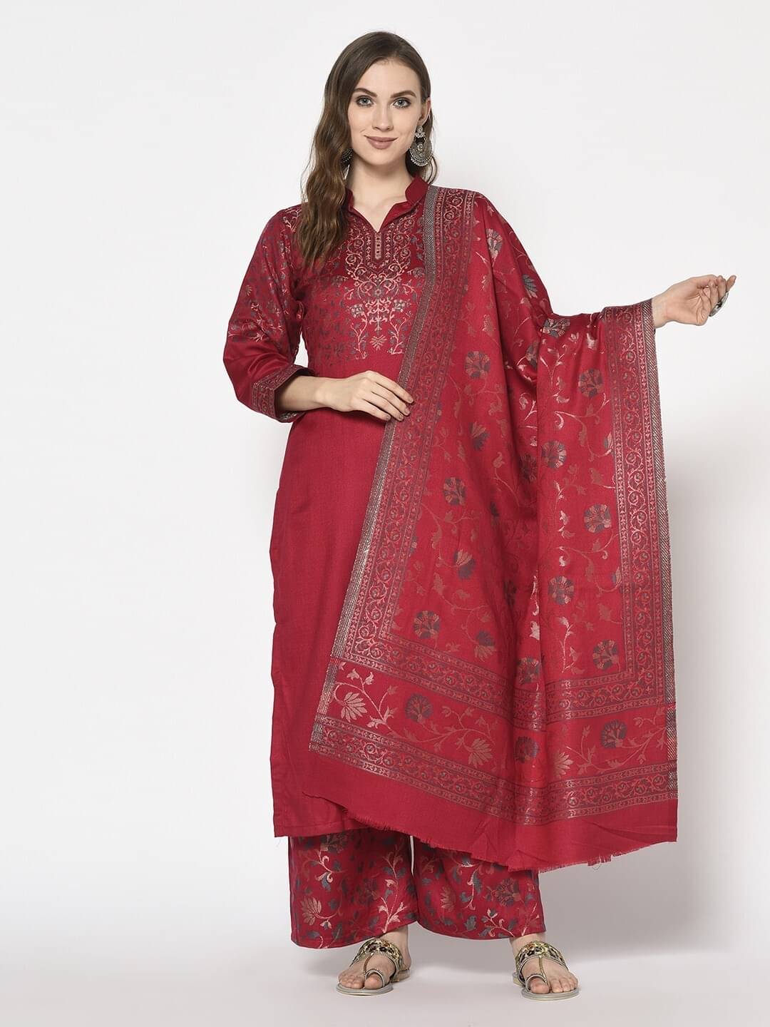 SAFAA Unstitched Woollen Self Design Dress Material - Red ( Pack of 1 ) SAFAA Unstitched Woollen Self Design Dress Material - Red ( Pack of 1 )