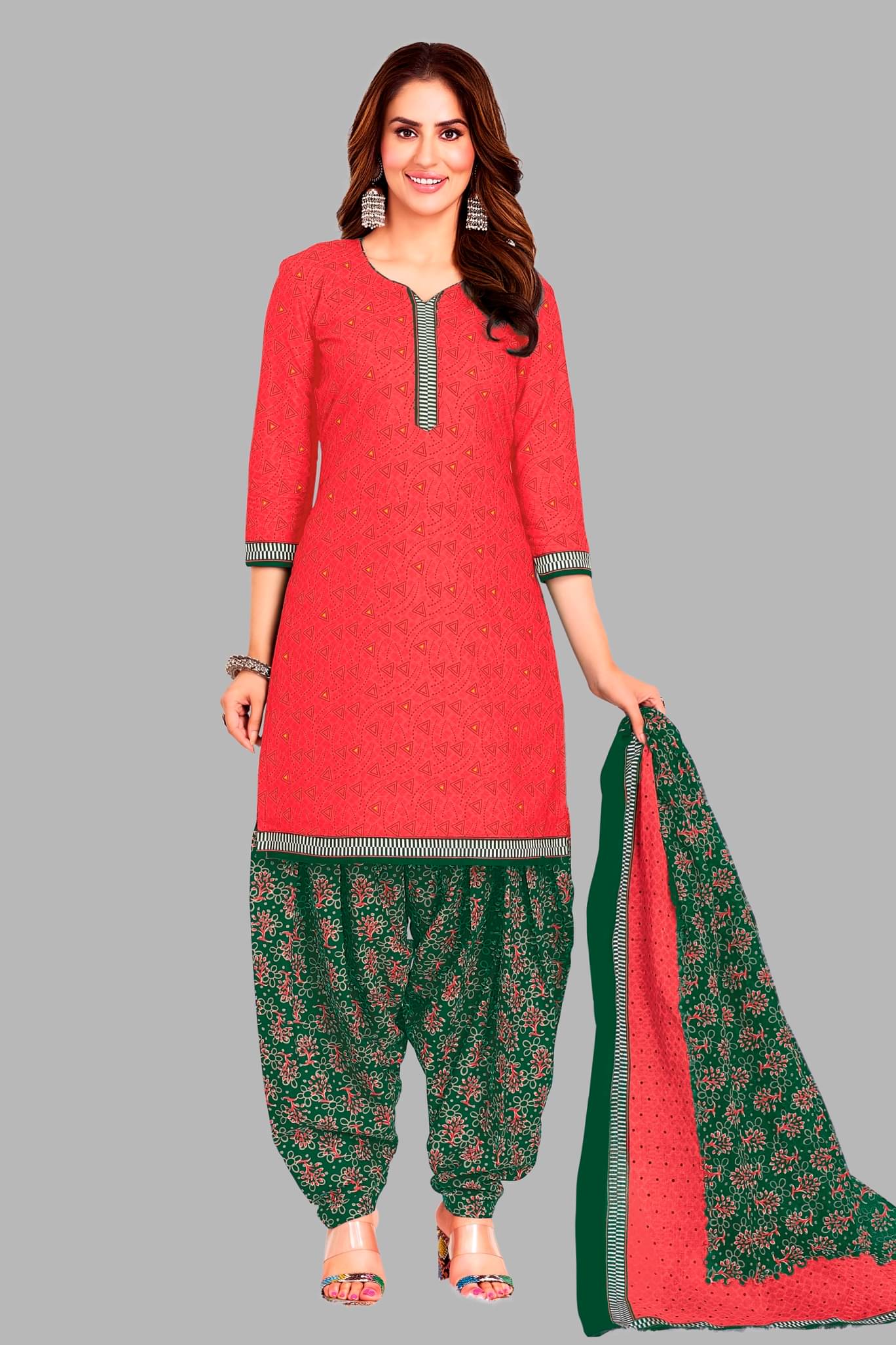 SIMMU Unstitched Cotton Printed Dress Material - Red ( Pack of 1 ) SIMMU Unstitched Cotton Printed Dress Material - Red ( Pack of 1 )