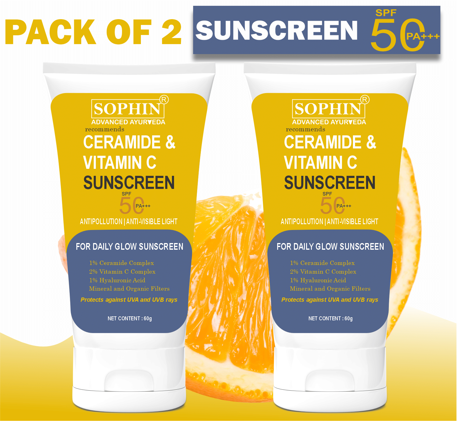 SOPHIN SPF 50 Sunscreen Cream For All Skin Type ( Pack of 2 )