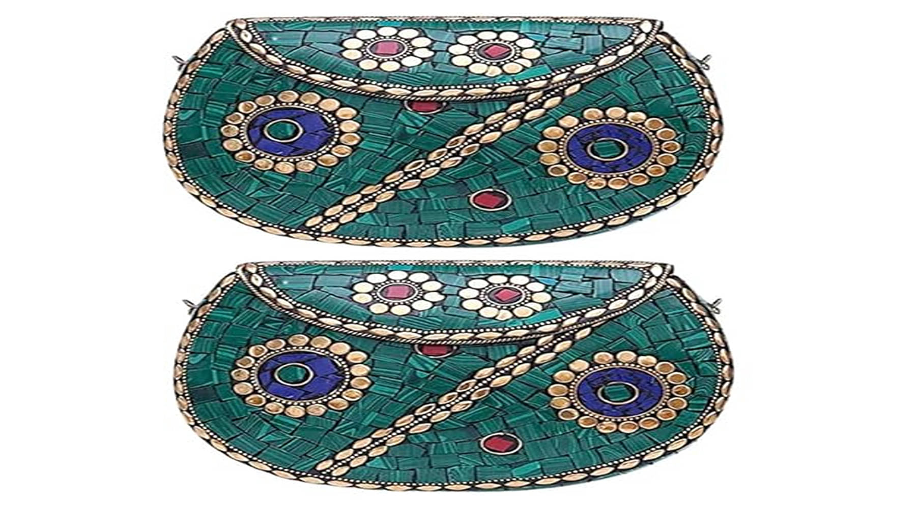     			Shakuntla Vintage Green Metal Crossbody