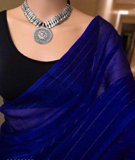 Shree Gullak Silk Georgette Printed Saree With Stitched Blouse ( Blue ) Shree Gullak Silk Georgette Printed Saree With Stitched Blouse ( Blue )