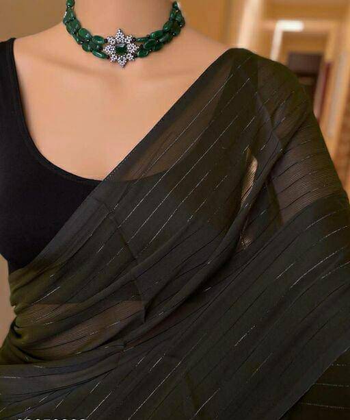 Shree Gullak Silk Georgette Printed Saree With Stitched Blouse ( Black ) Shree Gullak Silk Georgette Printed Saree With Stitched Blouse ( Black )