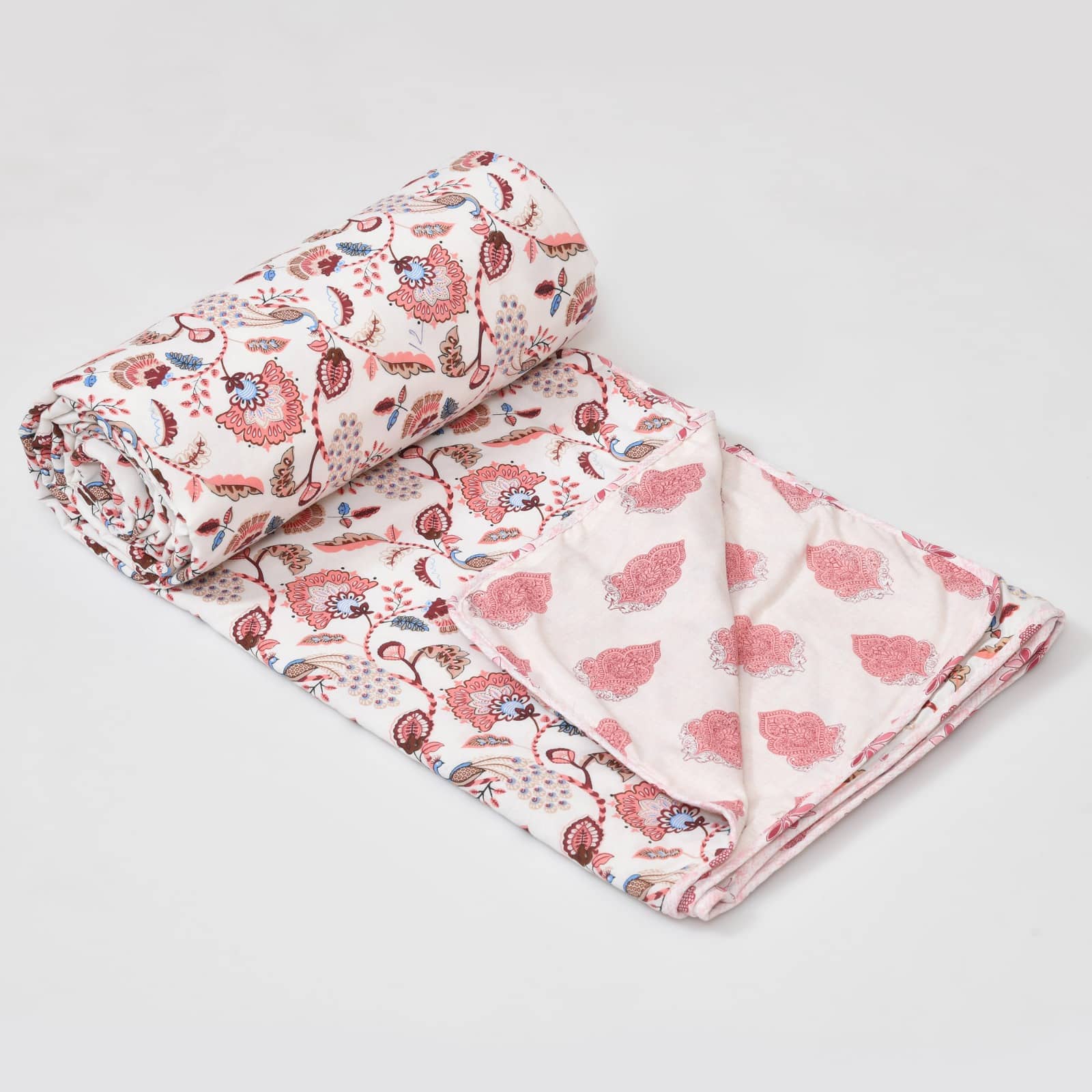 Shubastik Cotton Printed Single Bed Dohar - Red ( )
