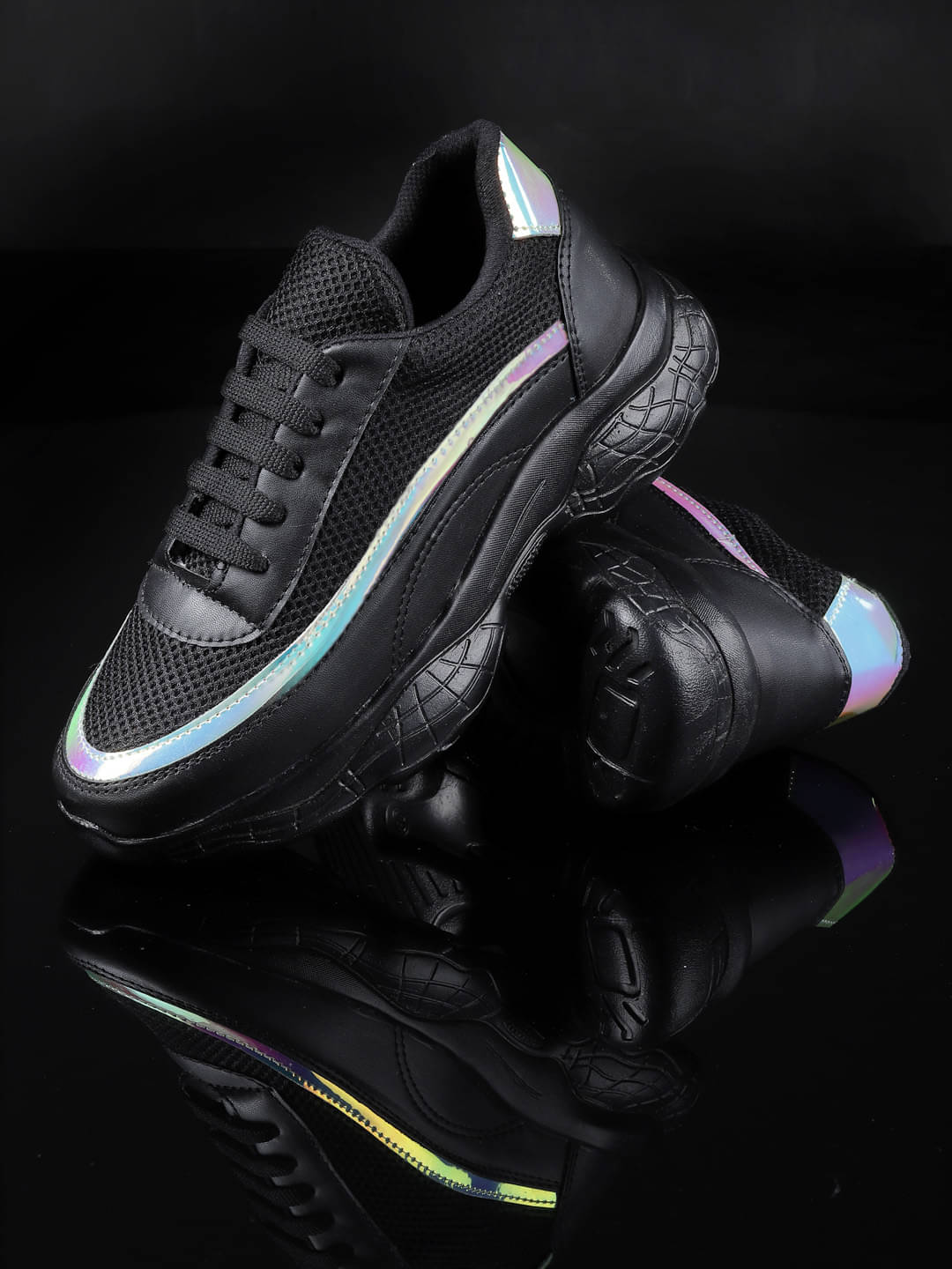     			Sneakersvilla Black Women's Sneakers