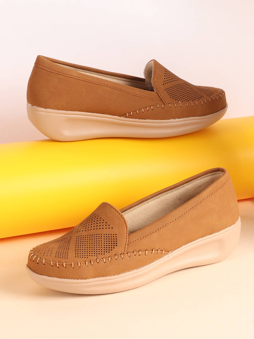     			Sneakersvilla Tan Women's Loafers