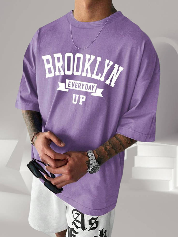 TAZO Cotton Blend Oversized Fit Printed 3/4th Sleeves Men's Round T-Shirt - Purple ( Pack of 1 ) TAZO Cotton Blend Oversized Fit Printed 3/4th Sleeves Men's Round T-Shirt - Purple ( Pack of 1 )