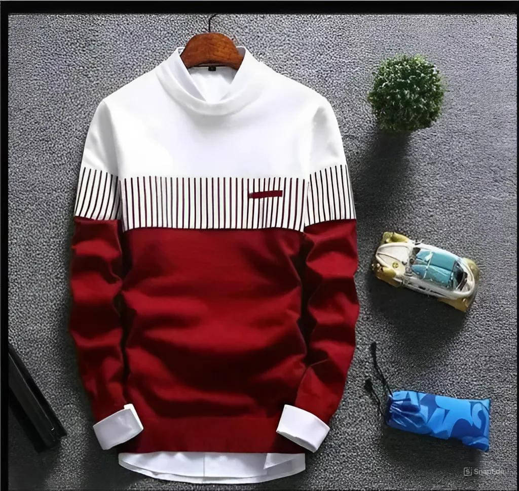     			TAZO Cotton Blend Regular Fit Colorblock Full Sleeves Men's Round T-Shirt - Maroon ( Pack of 1 )