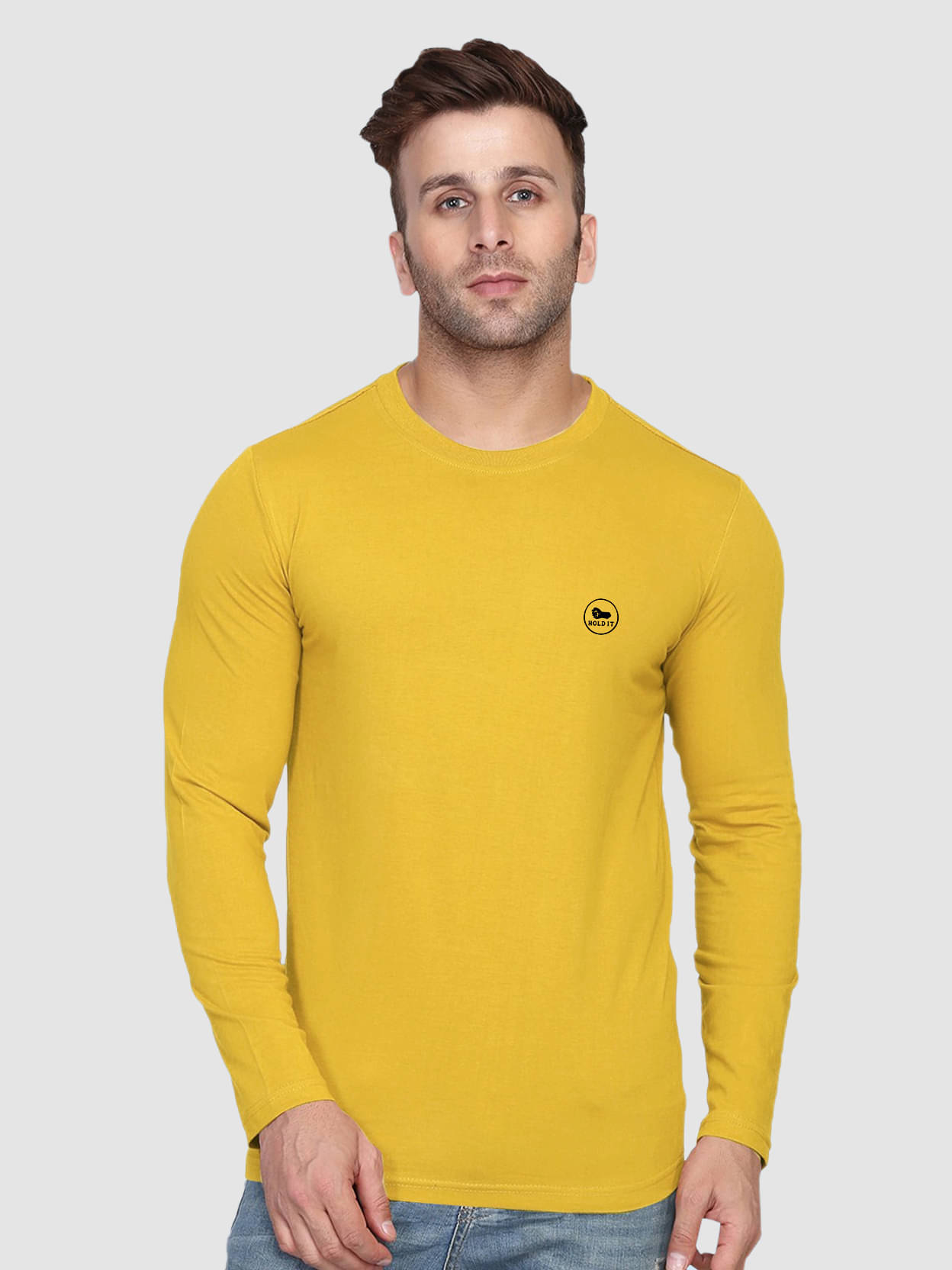 TAZO Cotton Blend Regular Fit Solid Full Sleeves Men's Round T-Shirt - Yellow ( Pack of 1 ) TAZO Cotton Blend Regular Fit Solid Full Sleeves Men's Round T-Shirt - Yellow ( Pack of 1 )