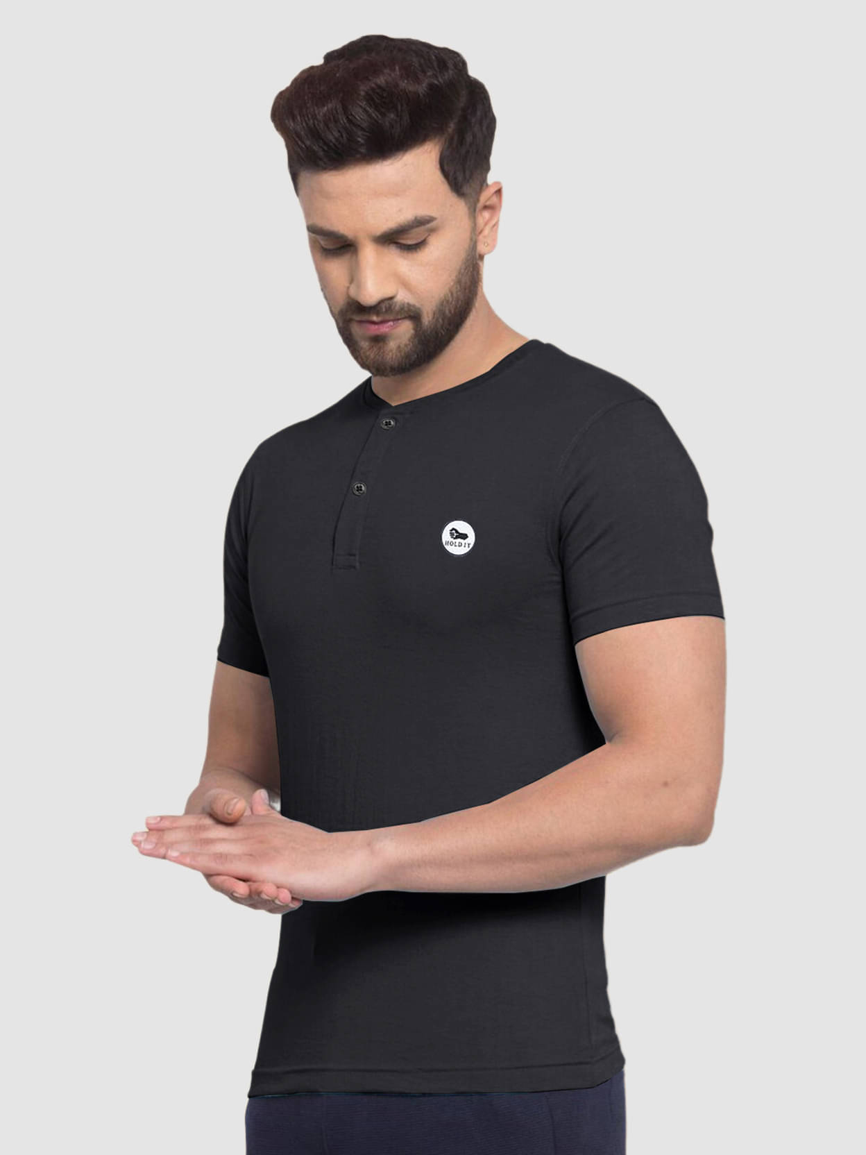     			TAZO Cotton Blend Regular Fit Printed Half Sleeves Men's Round T-Shirt - Black ( Pack of 1 )