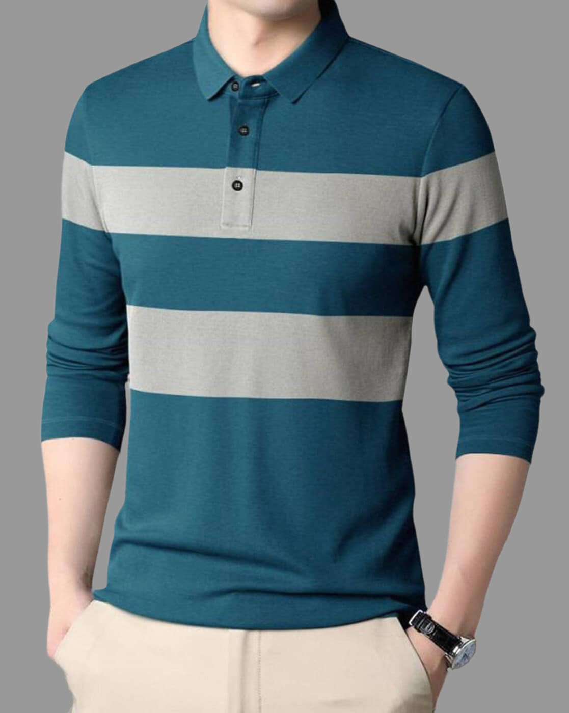 TAZO Pack of 1 Cotton Blend Regular Fit Colorblock Full Sleeves Men's Polo T Shirt ( Blue ) TAZO Pack of 1 Cotton Blend Regular Fit Colorblock Full Sleeves Men's Polo T Shirt ( Blue )