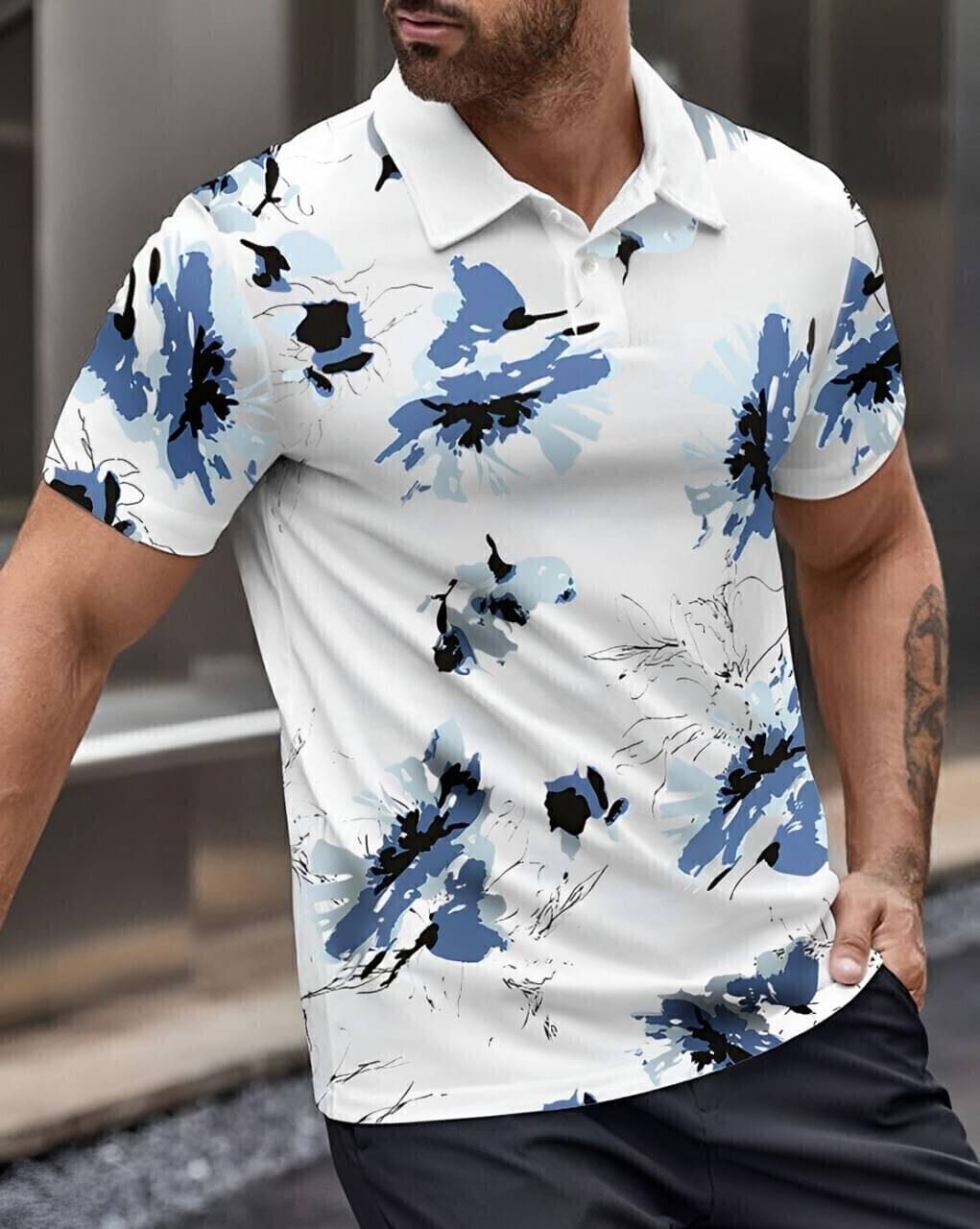     			TAZO Pack of 1 Cotton Blend Regular Fit Printed Half Sleeves Men's Polo T Shirt ( White )