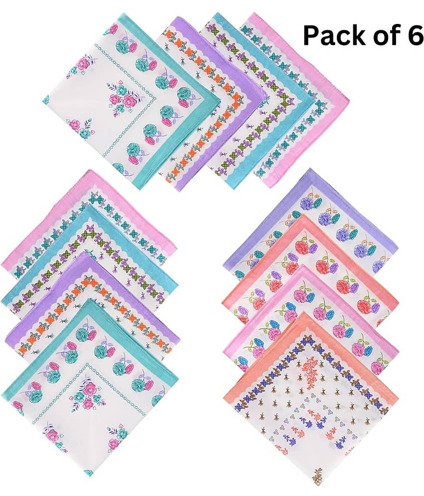 THRIFTKART - (Pack of 6) Women's Soft Cotton Floral Print Handkerchief for Girls and Kids, Multicolor Rumal/Hankies (Color Print Designs May Vary) - Jewellery Sets | Buy online on ZillyBuy