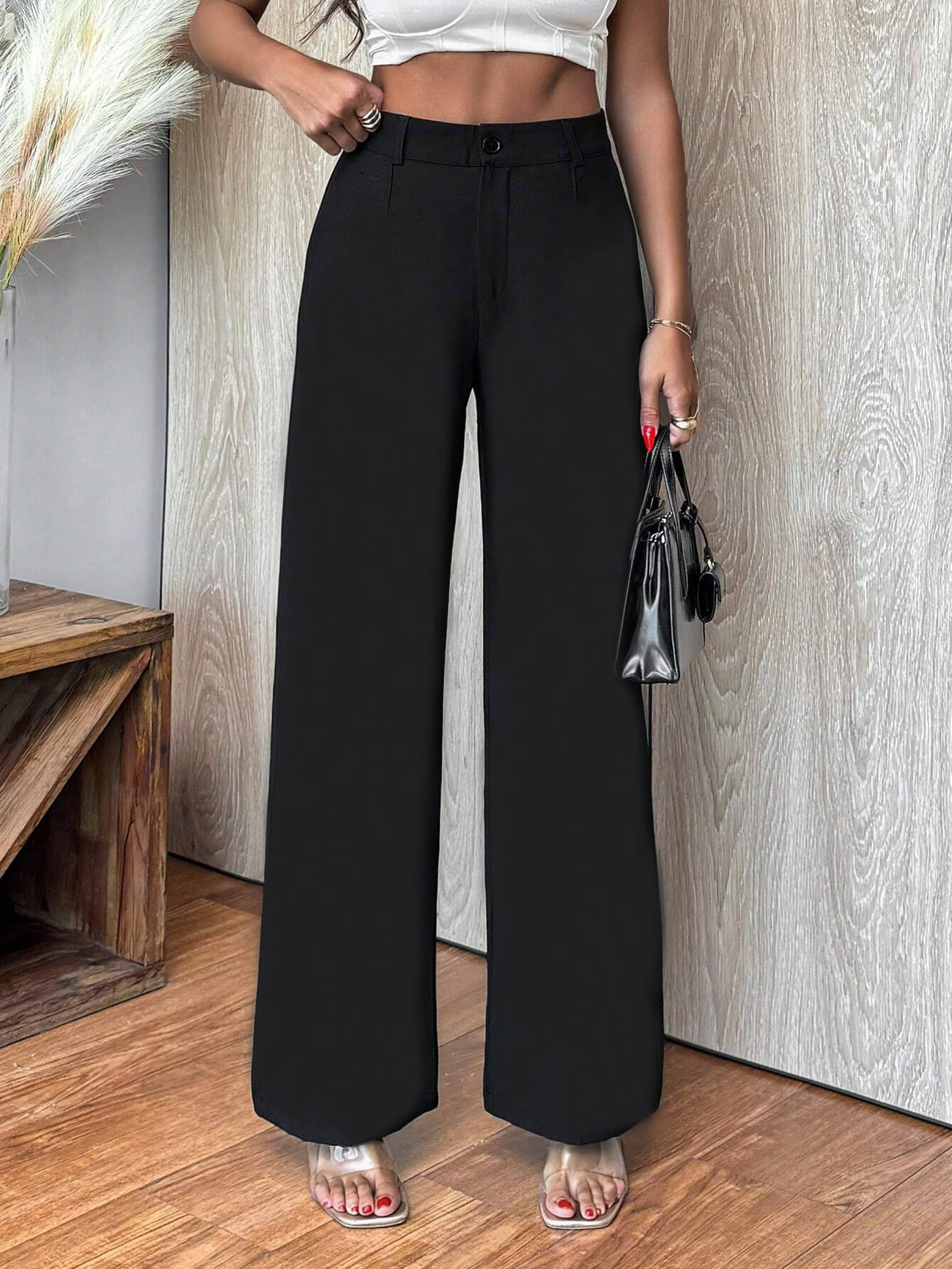     			TOOCHKI Pack of 1 Lycra Straight Women's Formal Pants ( Black )
